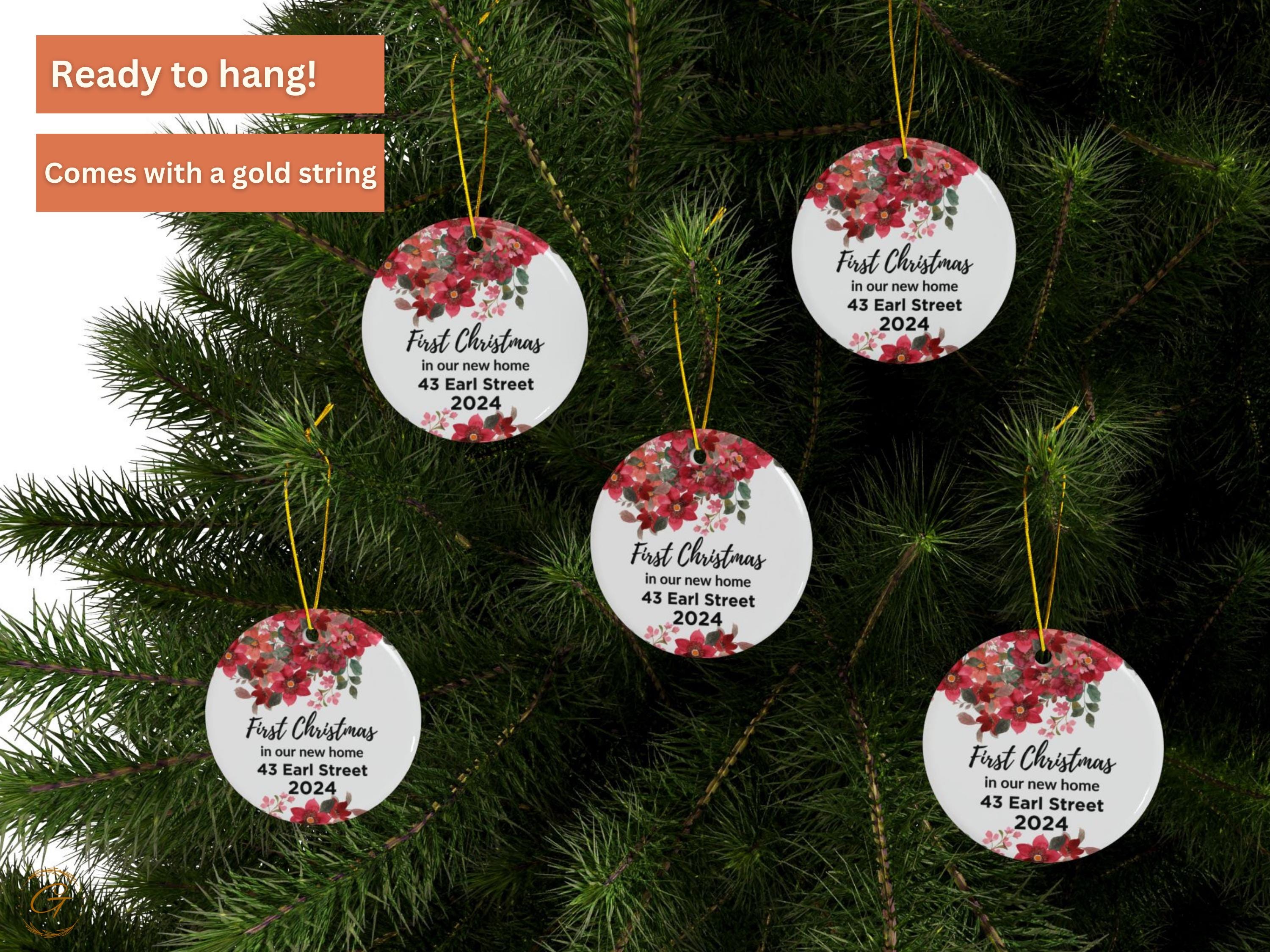 Personalized Christmas Ornament, Our First Christmas Holiday Keepsake, Floral Design Keepsake, 2024 New Home Decoration, Custom Holiday Gift