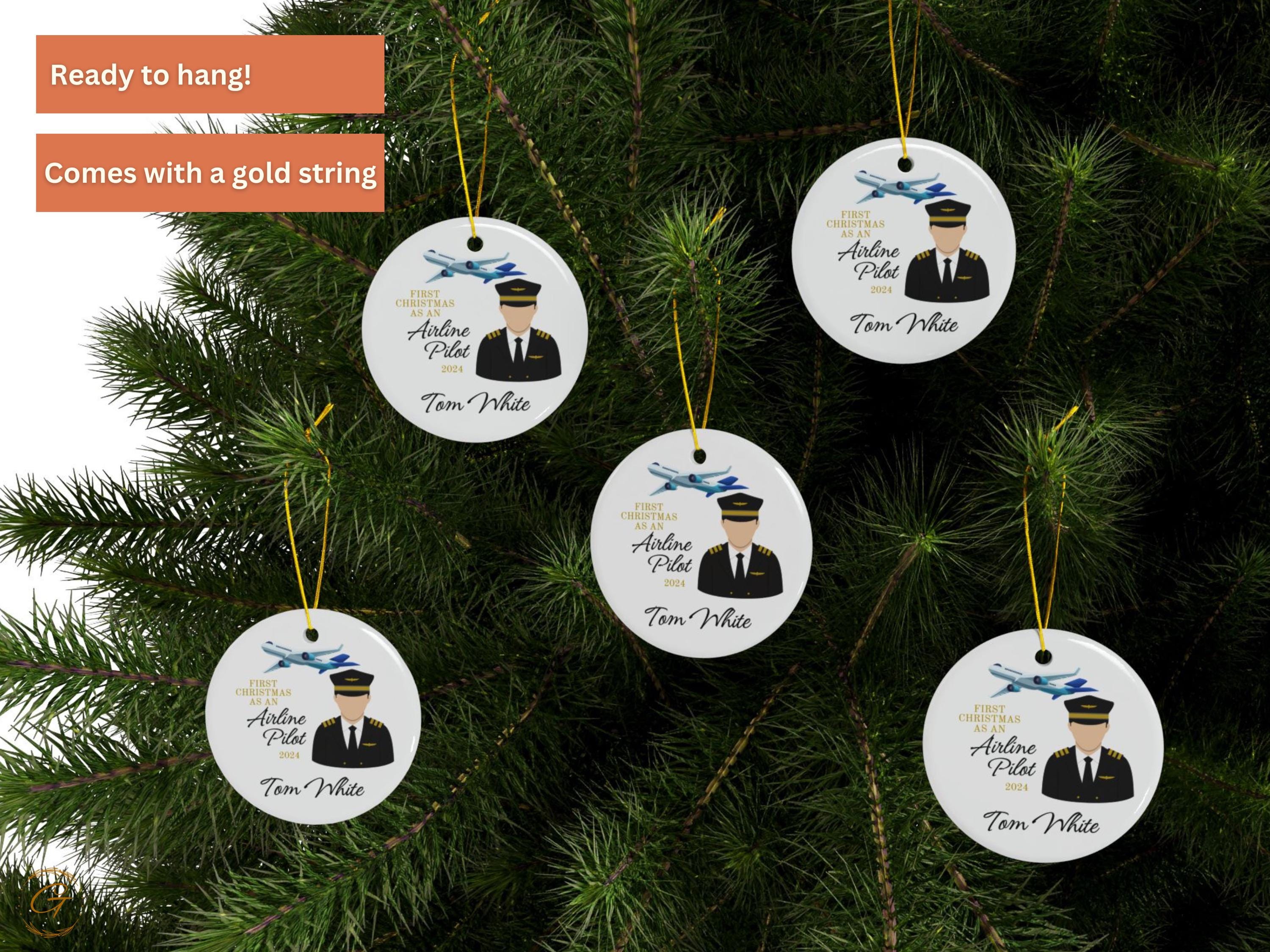 Personalized First Christmas as Airline Pilot Ornament, 2024 Custom Pilot Gift Custom Christmas Ornament, Airline Pilot Gift, Aviation Gifts