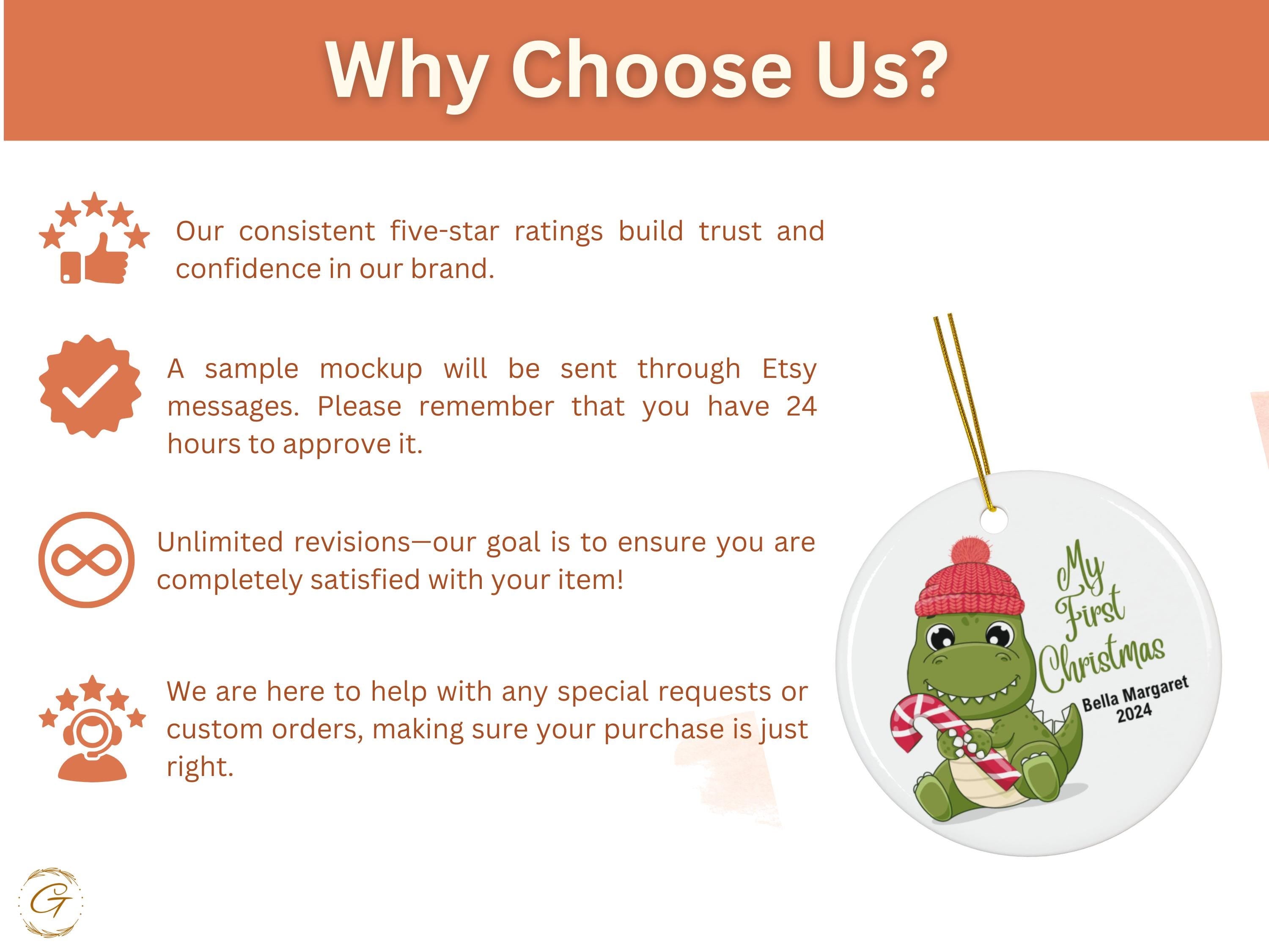 My First Christmas Ornament, Dinosaur Baby's First Christmas Gift, Cute Holiday Decoration Personalized Keepsake , Unique Gift for Stockings