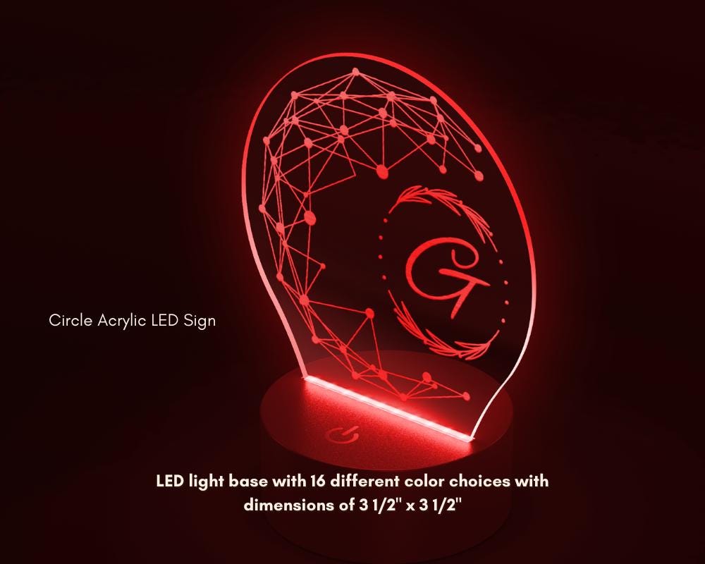 Polygon G Circle Acrylic LED Sign, Modern Wall Light