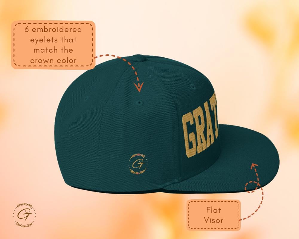GRATEFUL Snapback Hat Embroidered Design