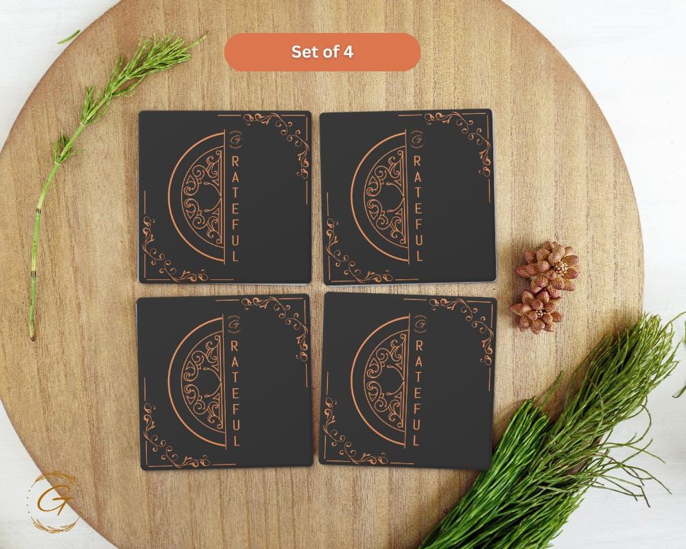 Soapstone Coaster with Gvert Ornate Design with Cork Backing