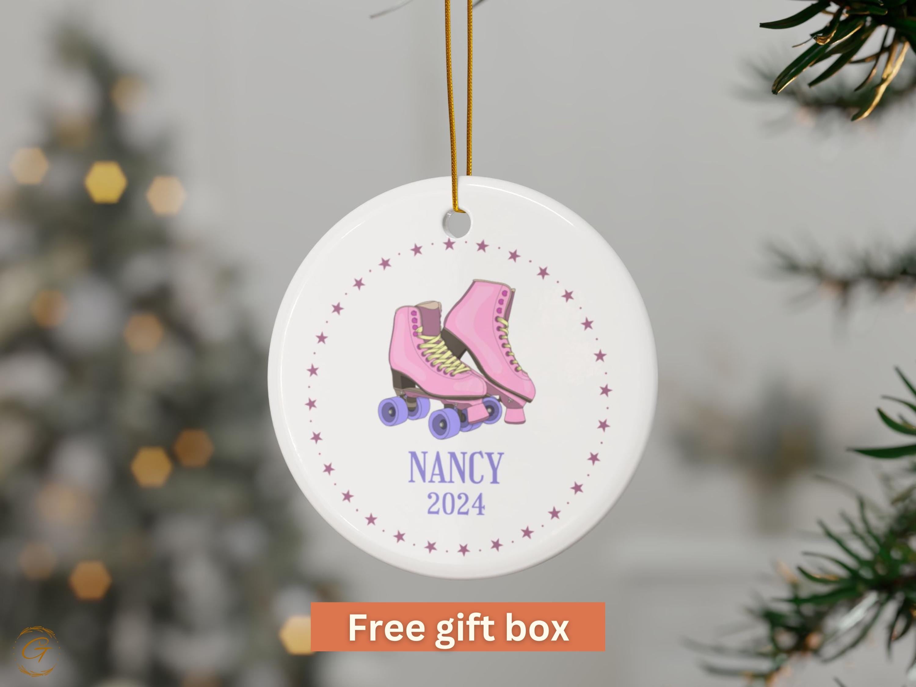 Personalized Retro Roller Skates Ornament, Custom Name Ornament