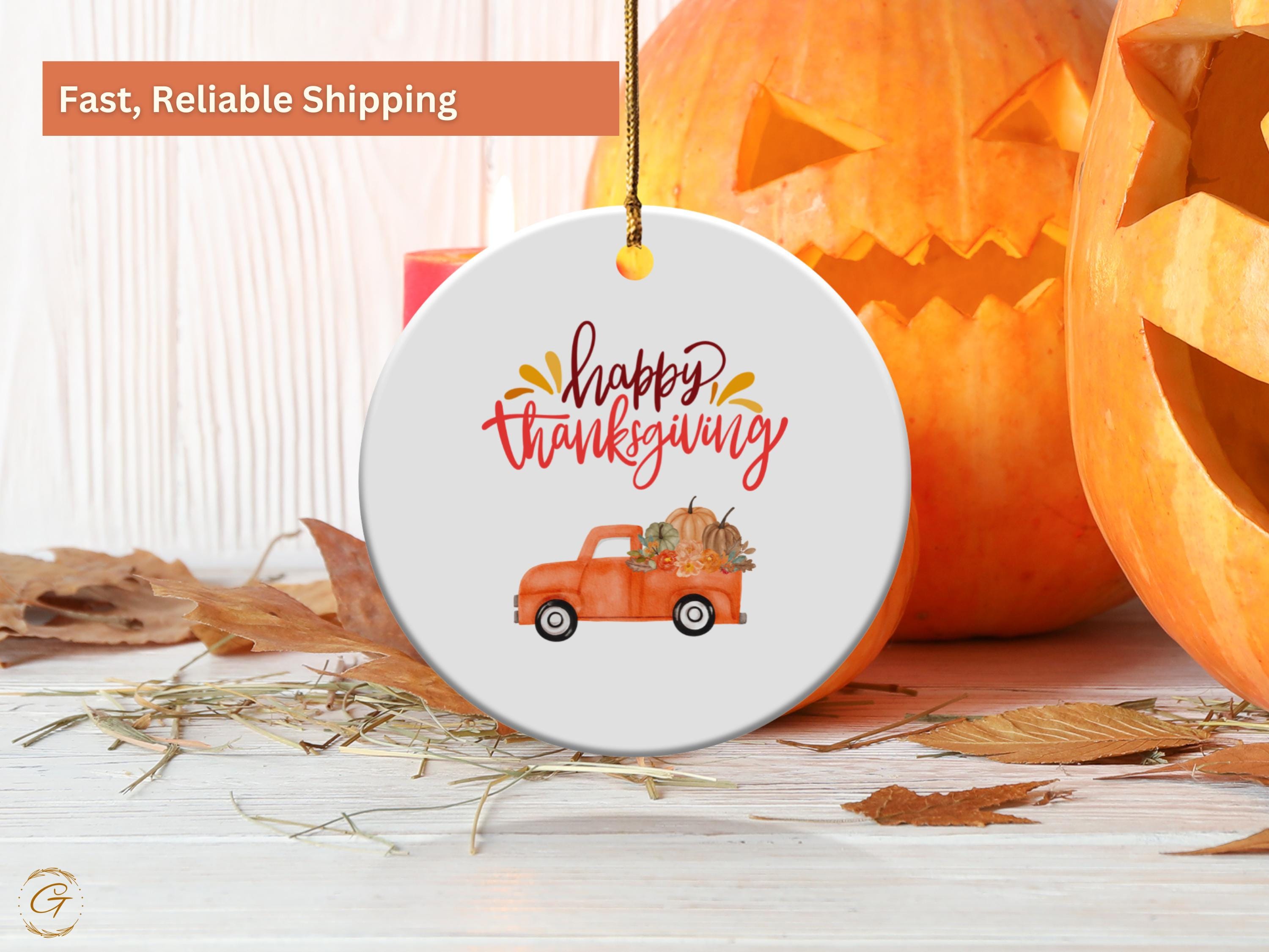 Thanksgiving 2024 Ornament, Fall Decor, Holiday Decoration, Rustic Autumn Ornament, Truck with Pumpkin, Thanksgiving Home Accessory Keepsake