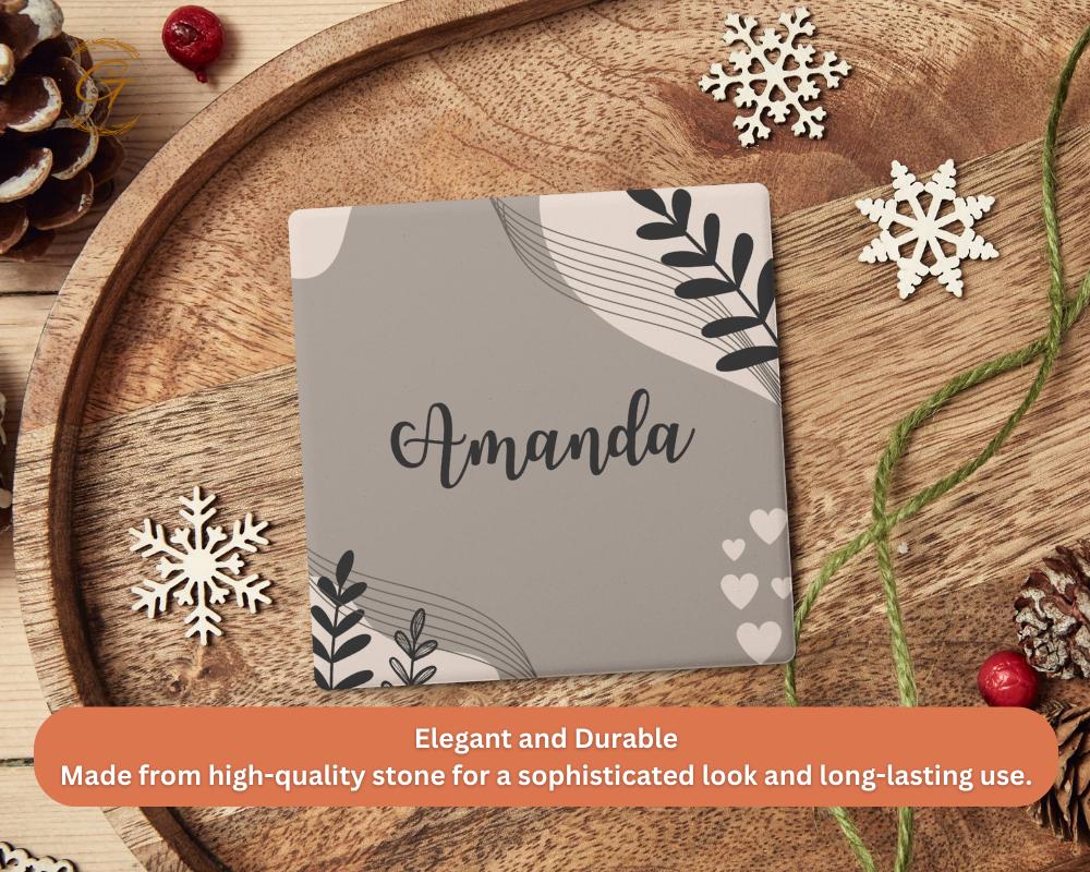 Personalized Soapstone Coaster with Custom Name Design