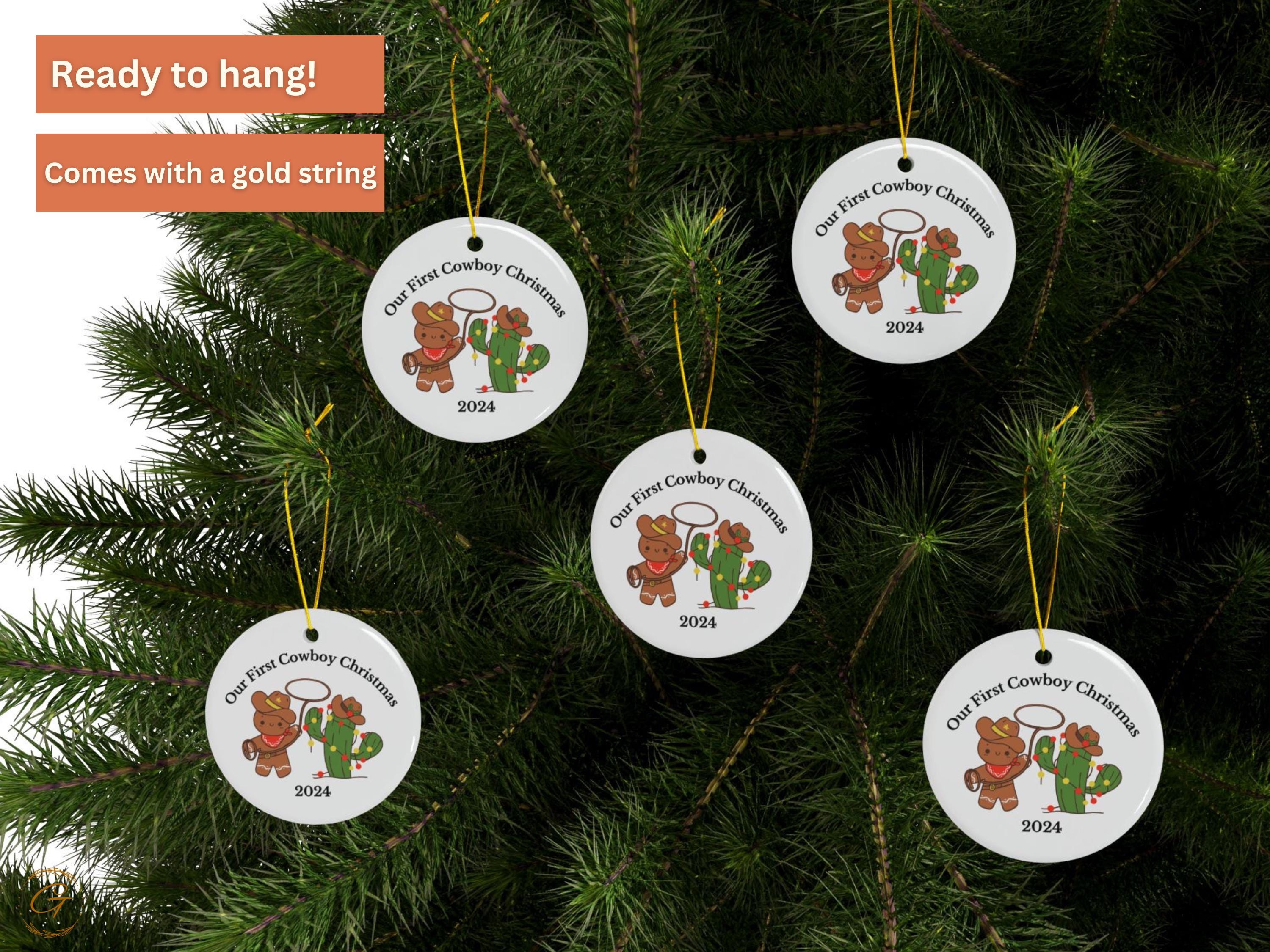 Western Cowboy Ornament 2024, Our First Cowboy Christmas Western Christmas Decor, Cute Gingerbread Cowboy Cactus, Holiday Christmas Keepsake