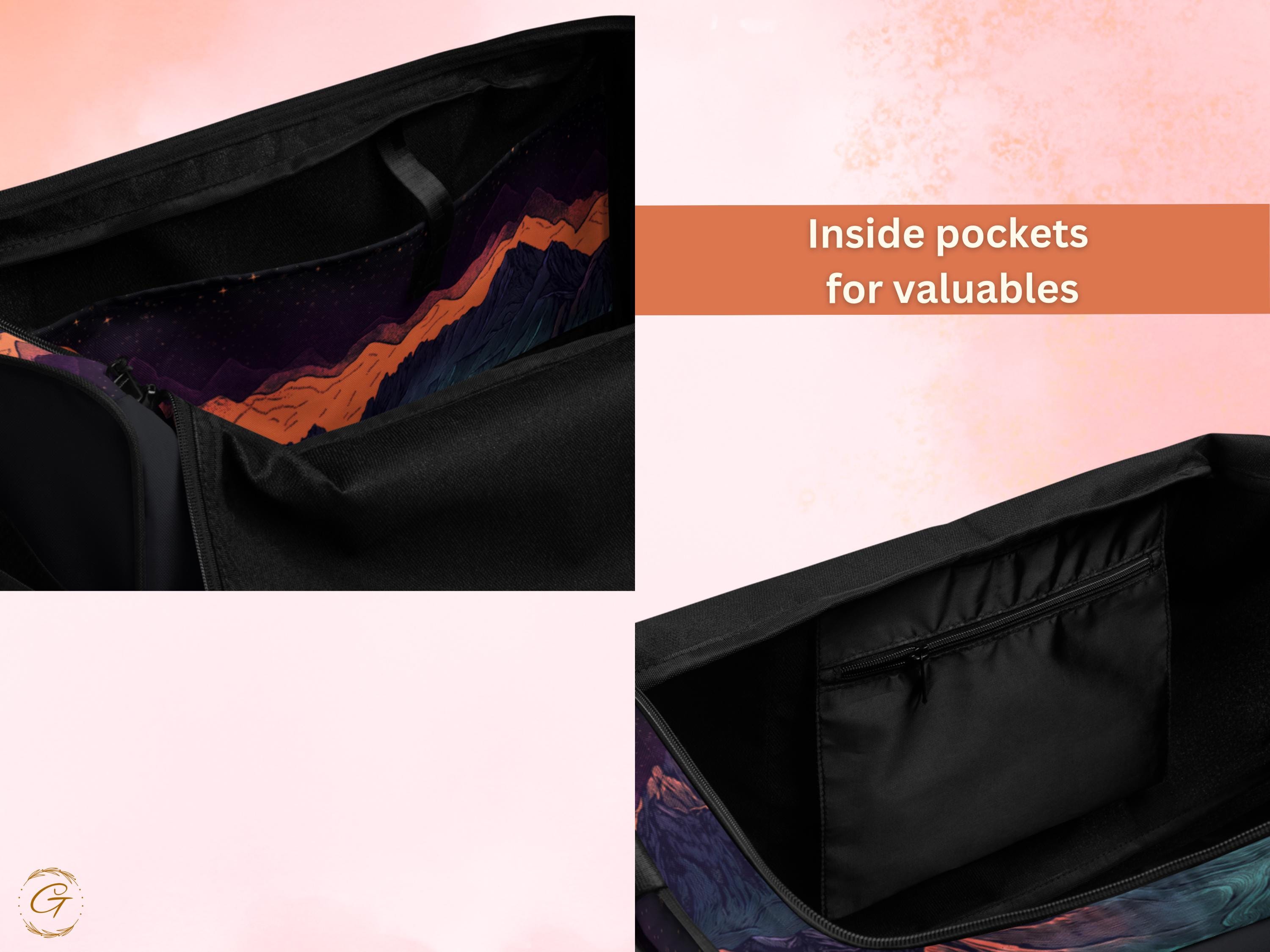 Galaxy AOP Landscape Duffle Bag -Cosmic Mountain Design, Stylish Overnight Duffel Bag, Durable Travel Tote, Gym Bag for Nature & Space Lover