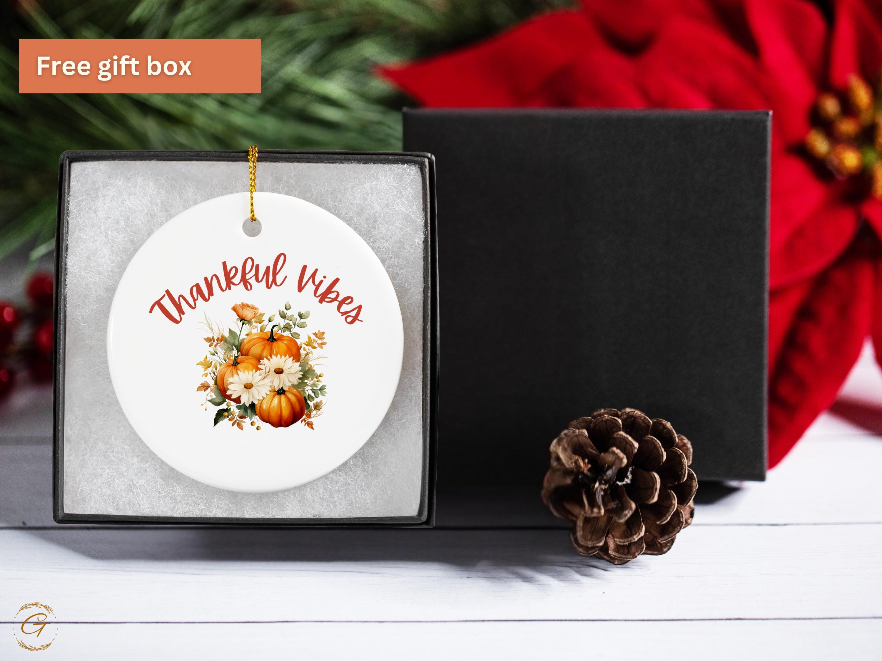 Thankful Vibes Pumpkin Fall Autumn Ornaments, Seasonal Holiday Keepsakes Decors, Thanksgiving Harvest Home Accents, Ideal Thanksgiving Gifts