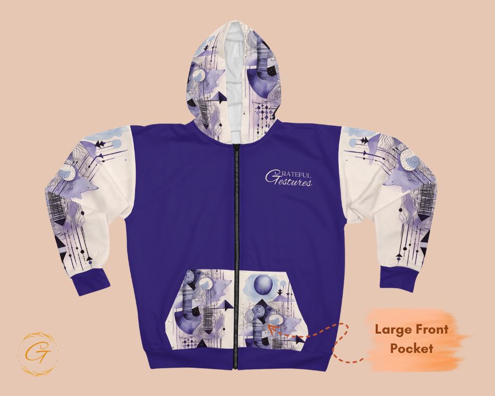 Quantum Pastel Purple Color Design Unisex Zip Hoodie All-Over Print
