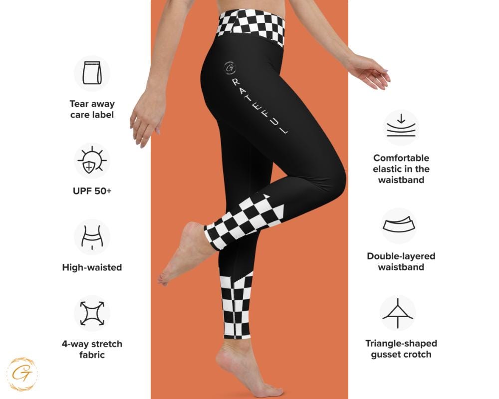Checkered Black and White Yoga Leggings and Shorts - High-Waisted Activewear - Stylish Workout Gear - Organic Cotton Leggings -Soft Leggings