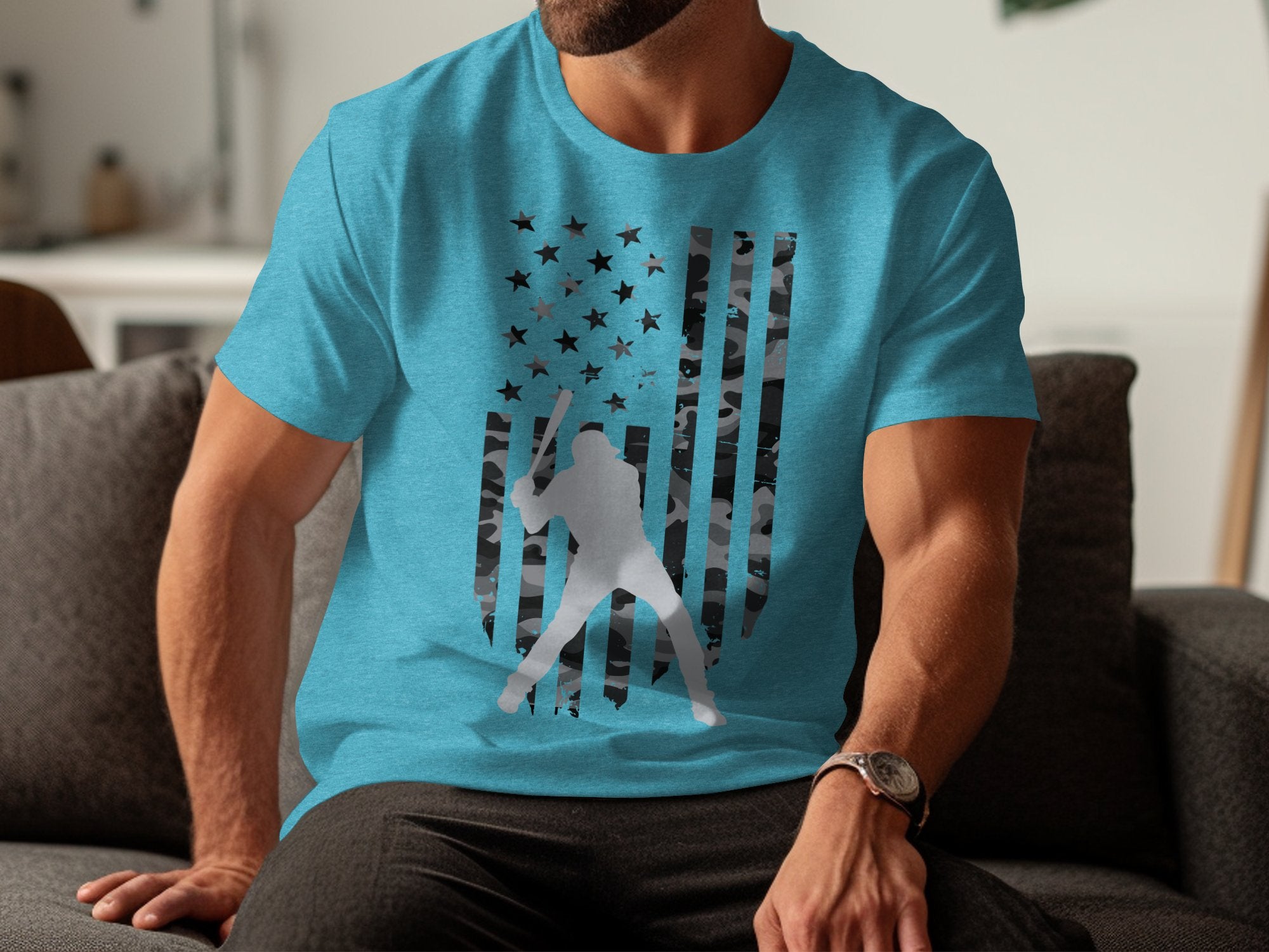Patriotic Baseball Player Tee Ideal for Everyday Wear product type