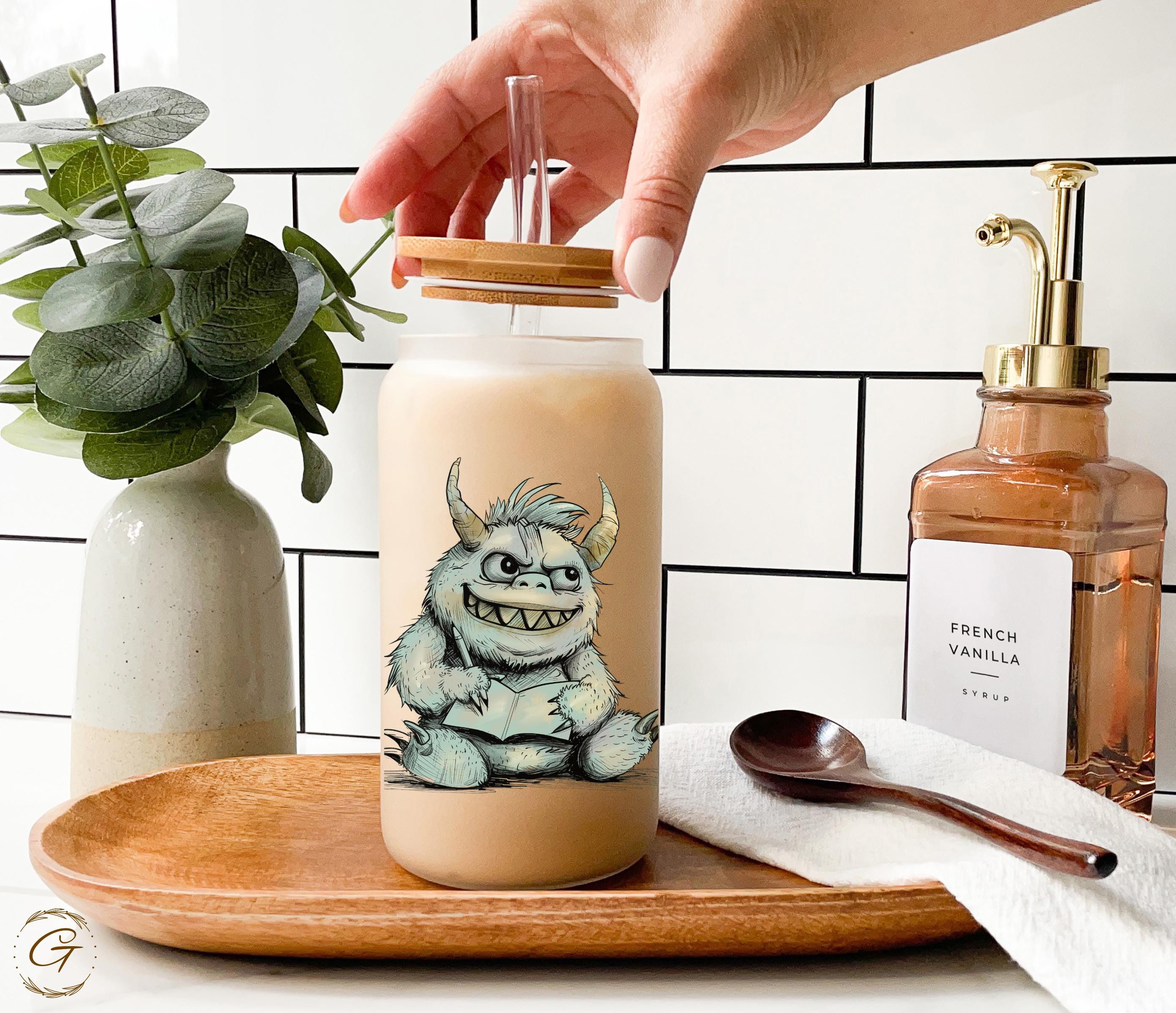 Monster School Yay Design Frosted Glass Cup