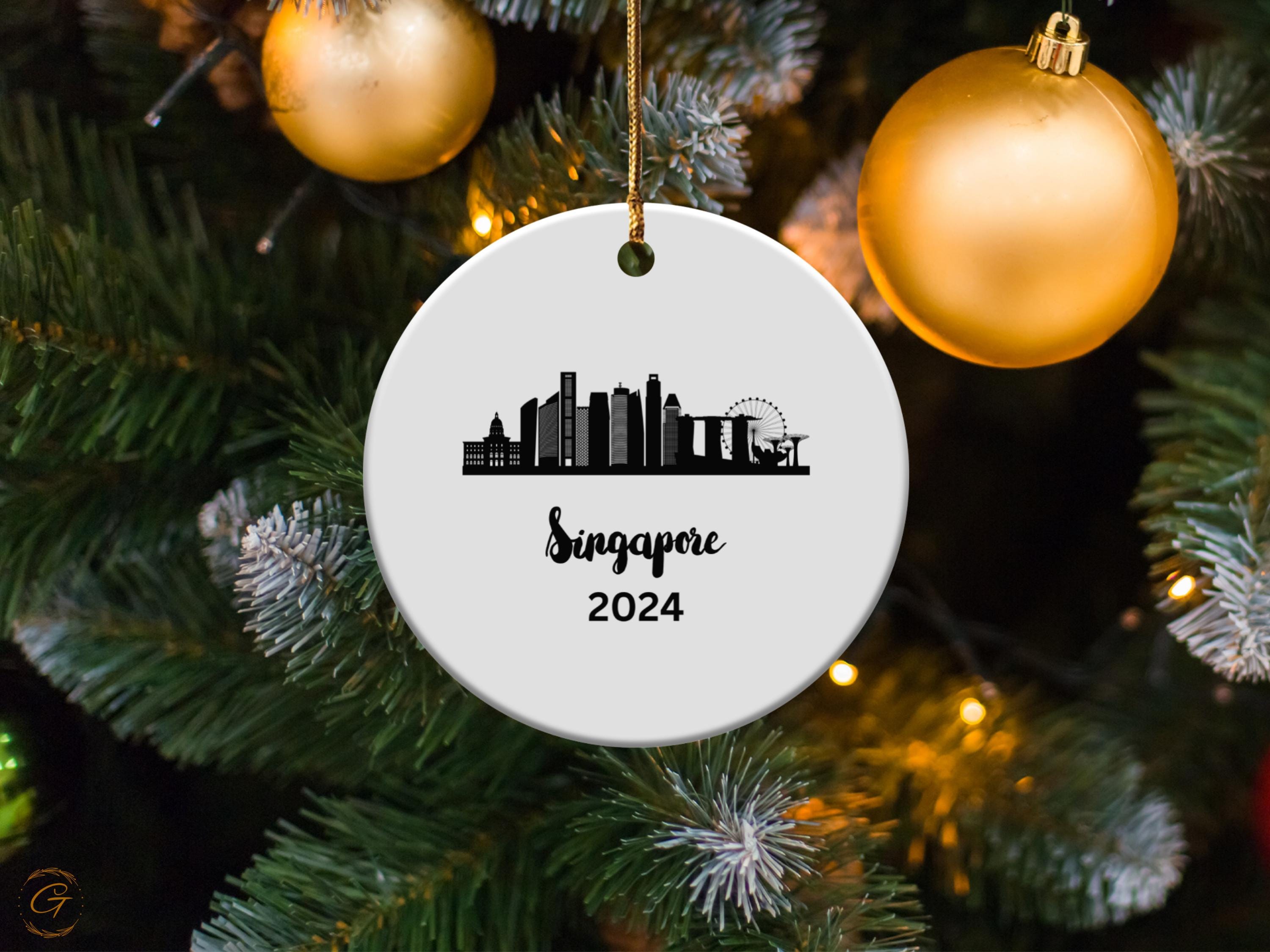 Singapore Skyline Ornament 2024, Cityscape Souvenirs, Travel Keepsakes, Unique Singapore Gift, Holiday Decorations, Ideal Gift for Travelers