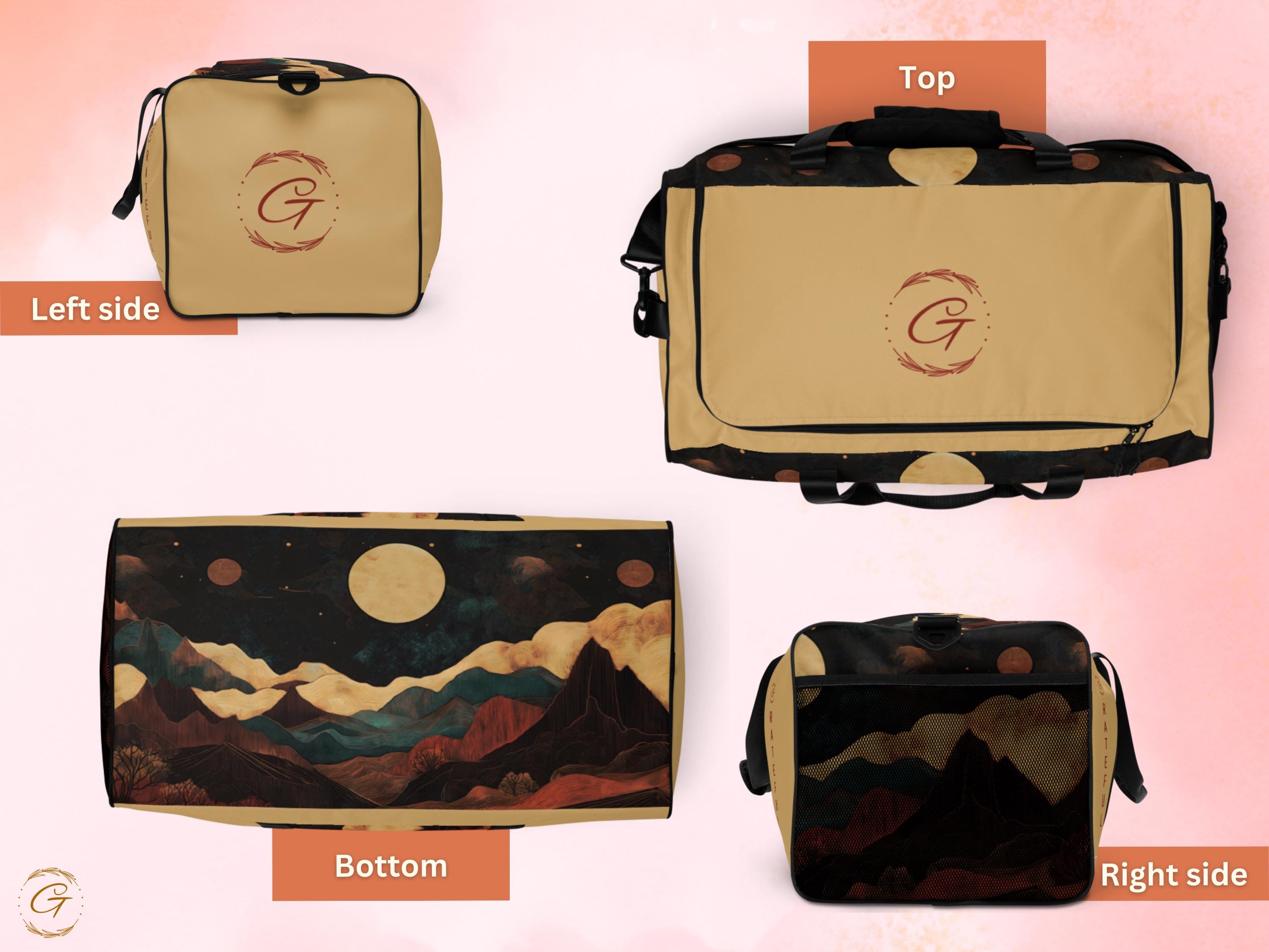 Elegant Moonlit AOP Landscape Duffel Bag – Unique Art Designs, Perfect for Gym, Travel & Weekend Adventure, Lightweight Spacious Duffle Bags