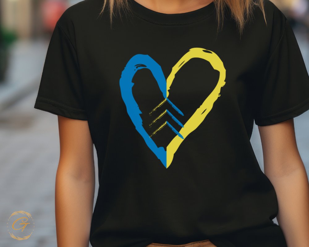 Heart Design with Blue and Yellow Stripes T-Shirt product type