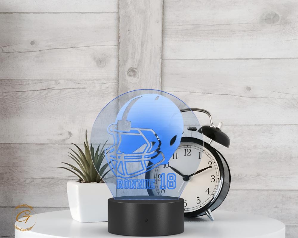 Football Personalized Name Circle Acrylic LED Sign