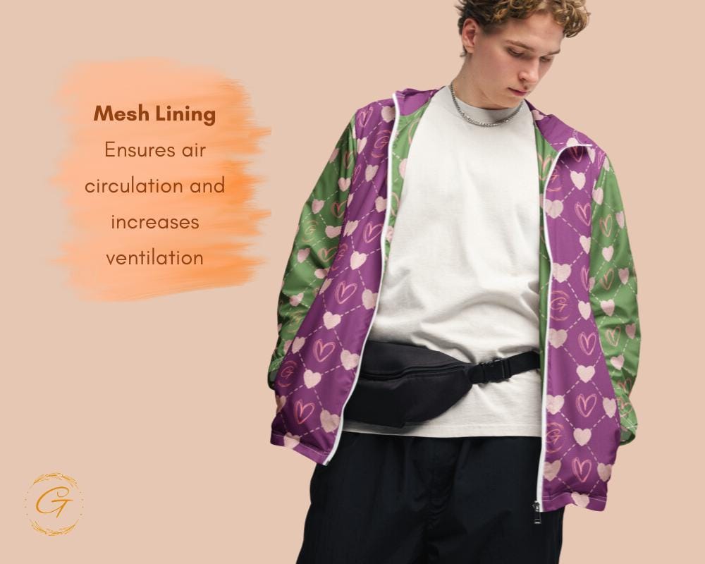 Men’s Windbreaker G Hearts Stylish Zip-Up Jacket