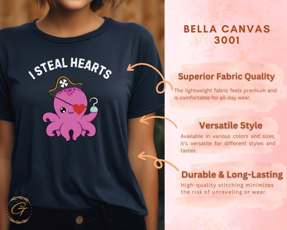 I Steal Hearts Pirate Octopus Graphic T-Shirt product type