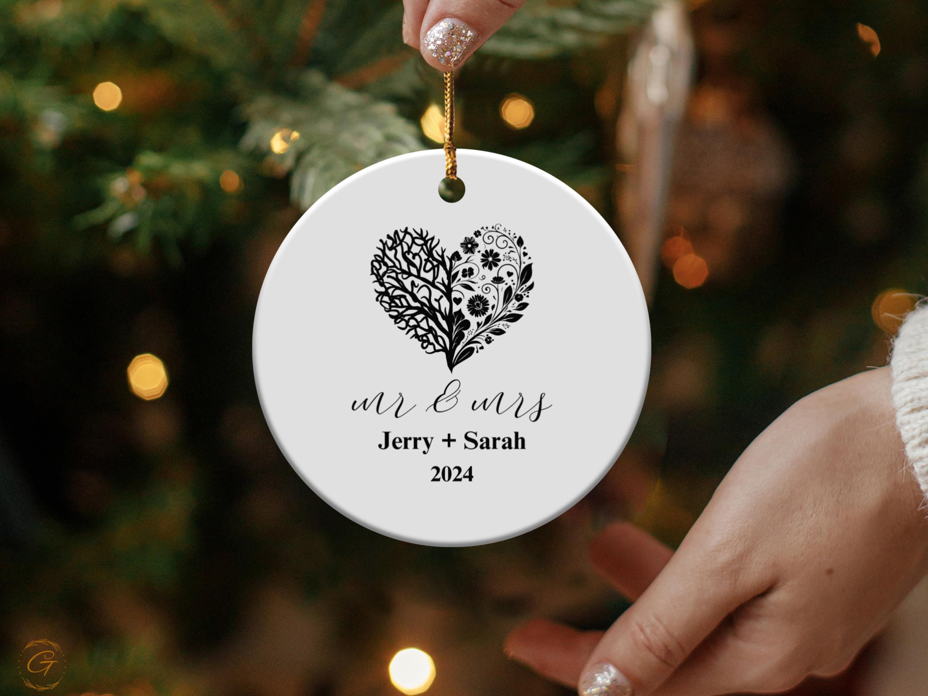 Personalize Wedding Ornament, Mr and Mrs Ornament, Custom Couple Ornament, Wedding Gift, Newlywed Christmas Ornament, 2024 Newlywed Keepsake