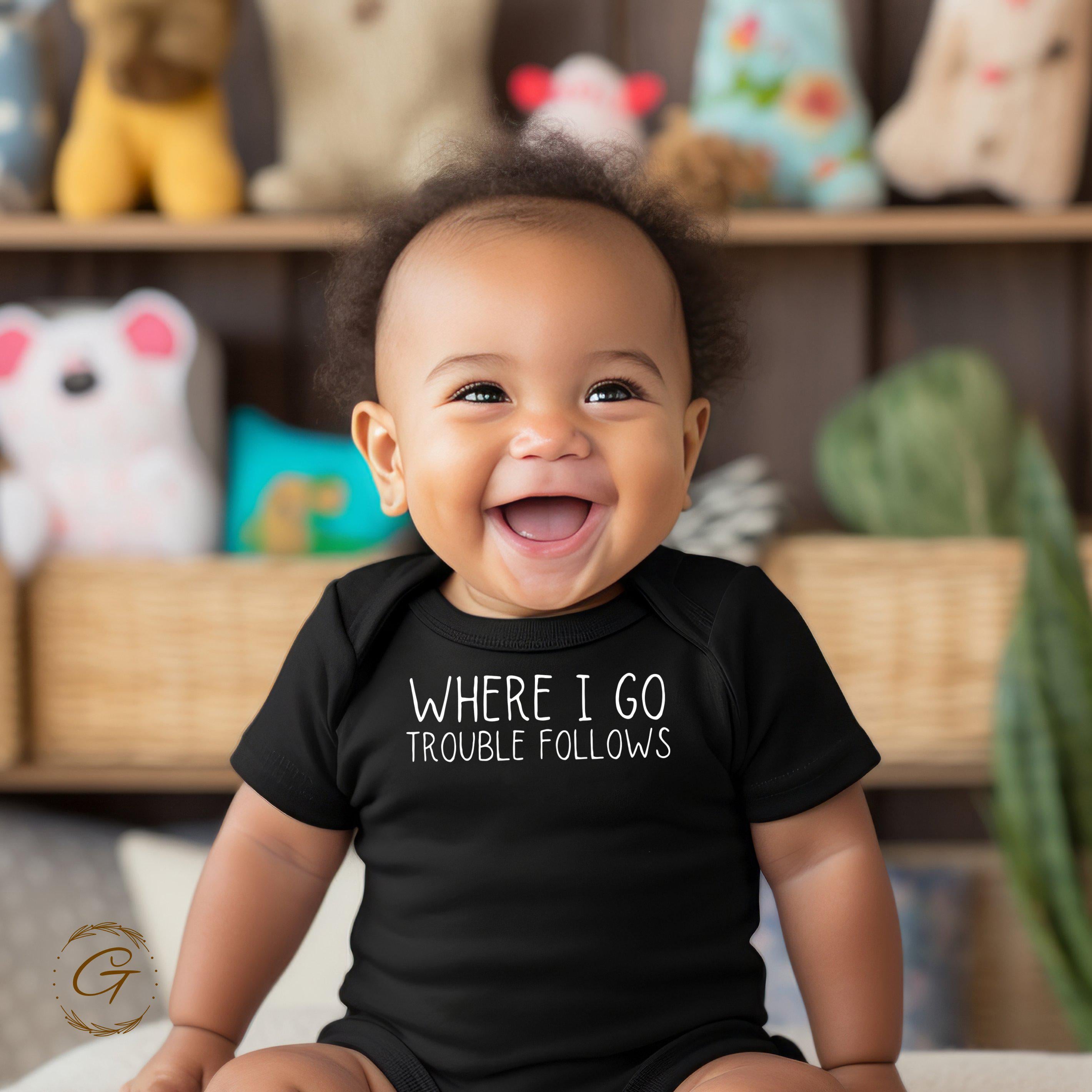 Typography Graphic T-Shirt, Where I Go Trouble Follows Tee