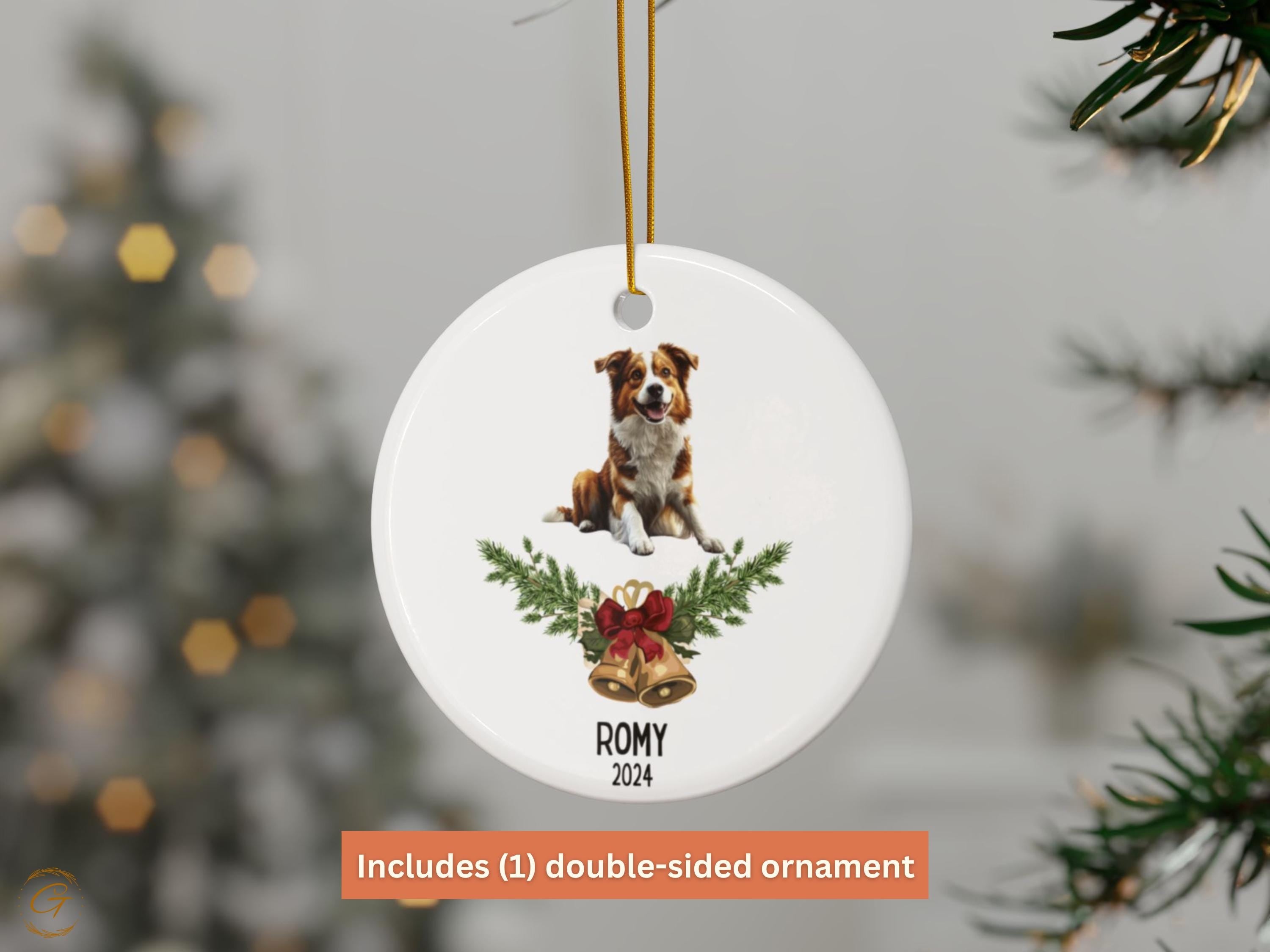 Custom Dog Ornament 2024, Personalized Pet Keepsake, Christmas Tree Decoration, Holiday Gift for Dog Lovers with Customizable Name, Pet Gift