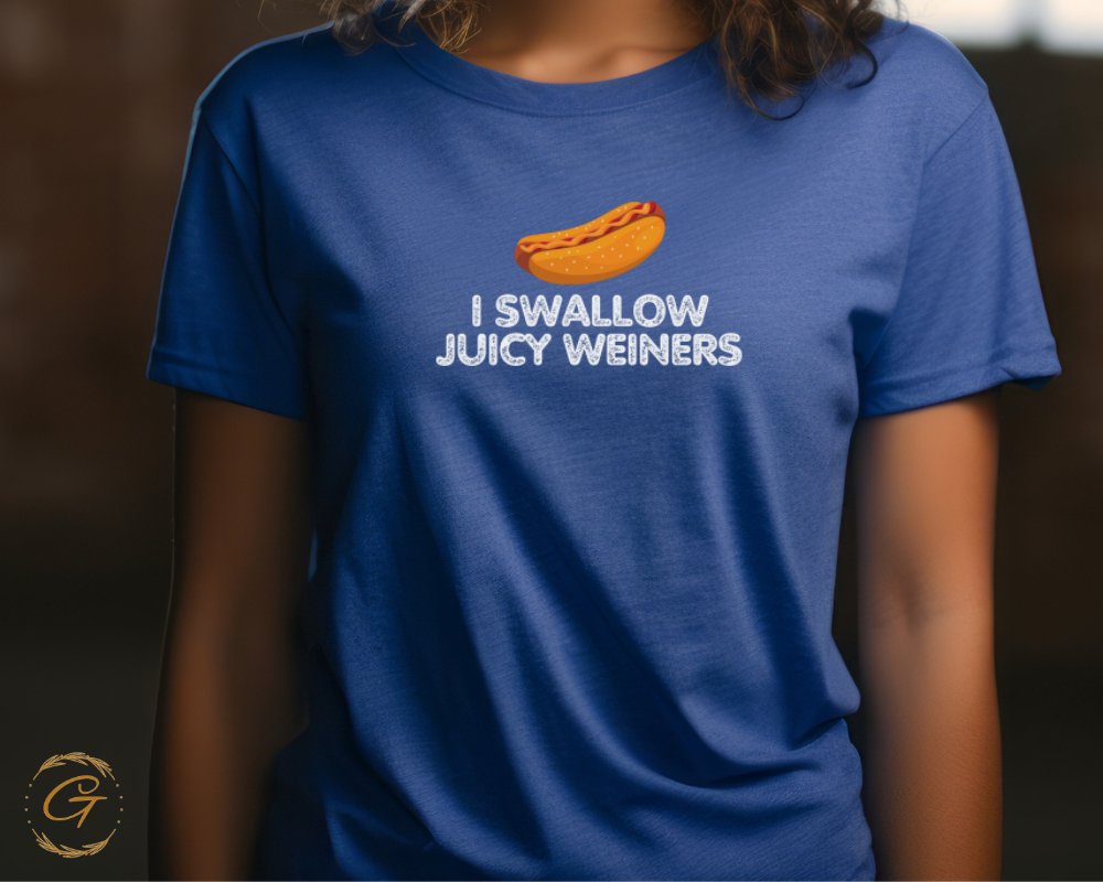 I Swallow Juicy Weiners Funny Graphic T-shirt product type