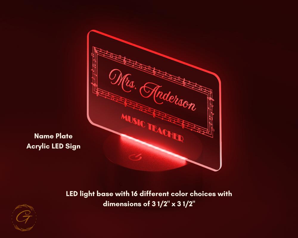 Profession Name Plate Acrylic LED Light, Custom Desk Sign