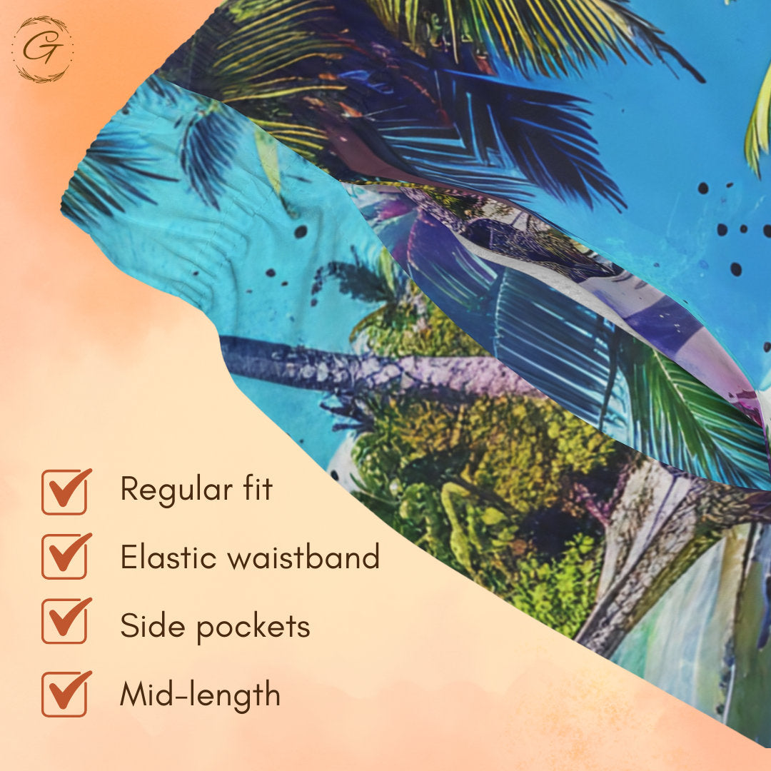 Colorful Tropical Beach Swim Shorts