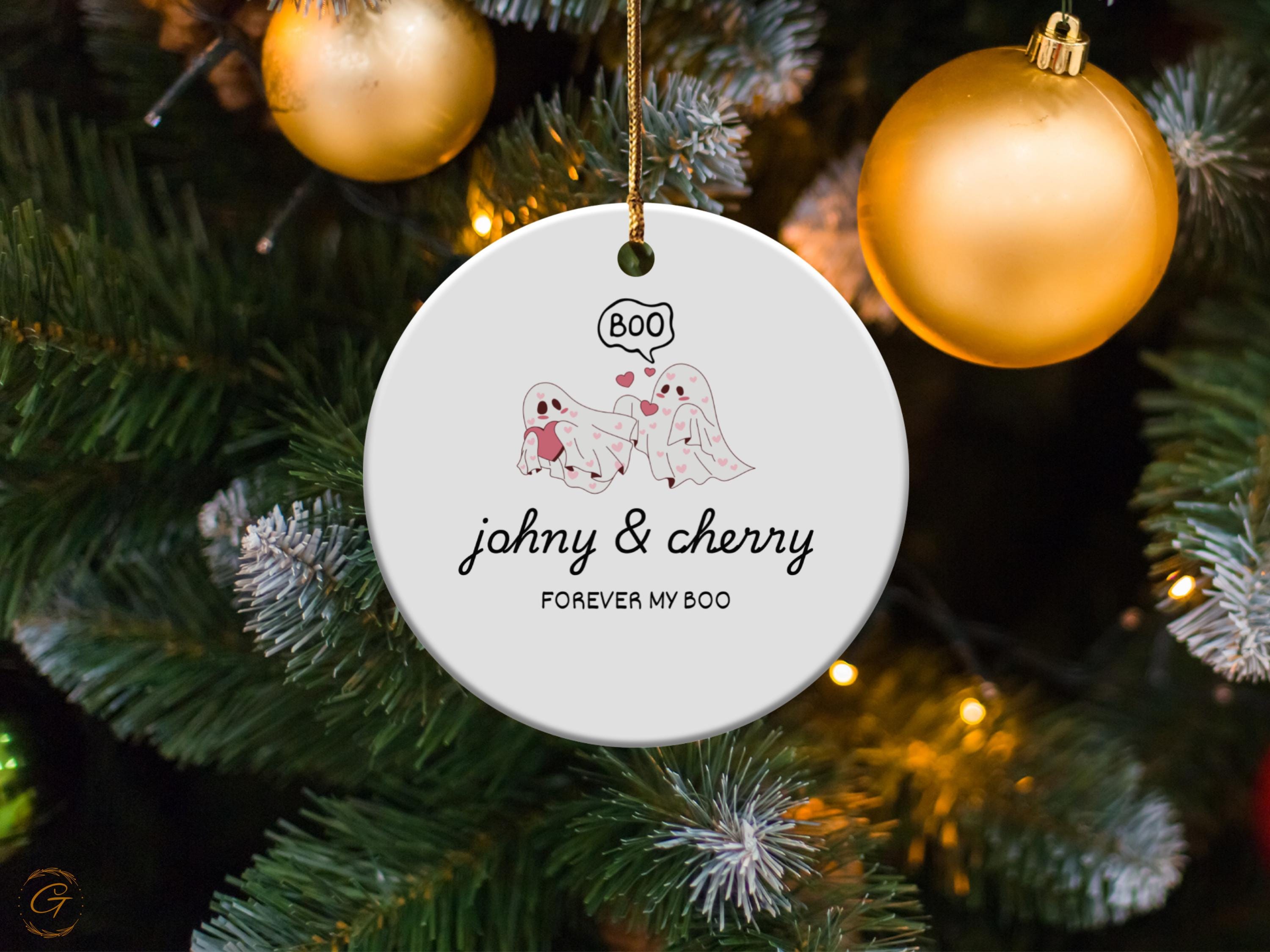 Personalize Cute Ghost Couple Ornament, Halloween Love Decor, Couple Cute Ornament, Spooky Romance Holiday Keepsake, Spooky Romance Ornament