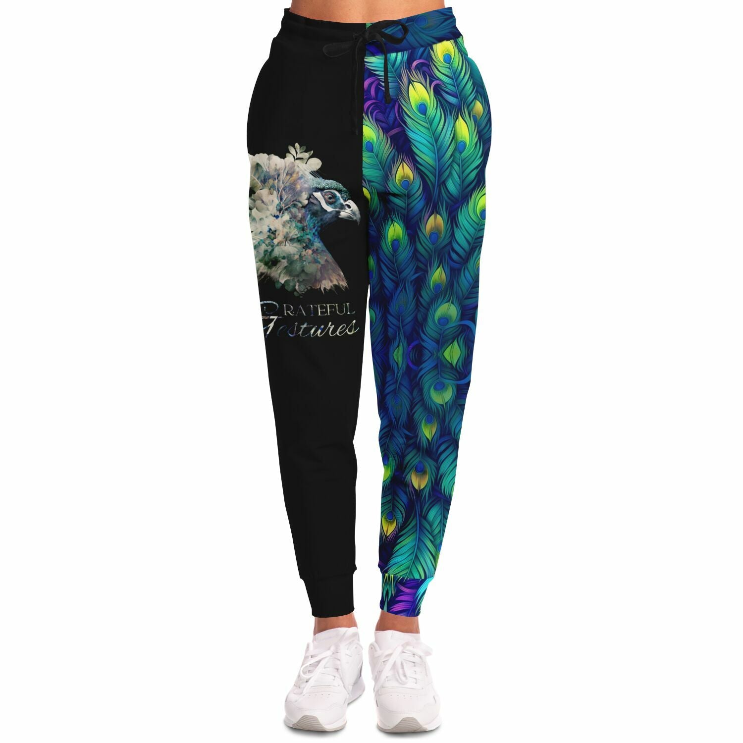 Peacock Feather Joggers – Vibrant Artistic Sweatpants