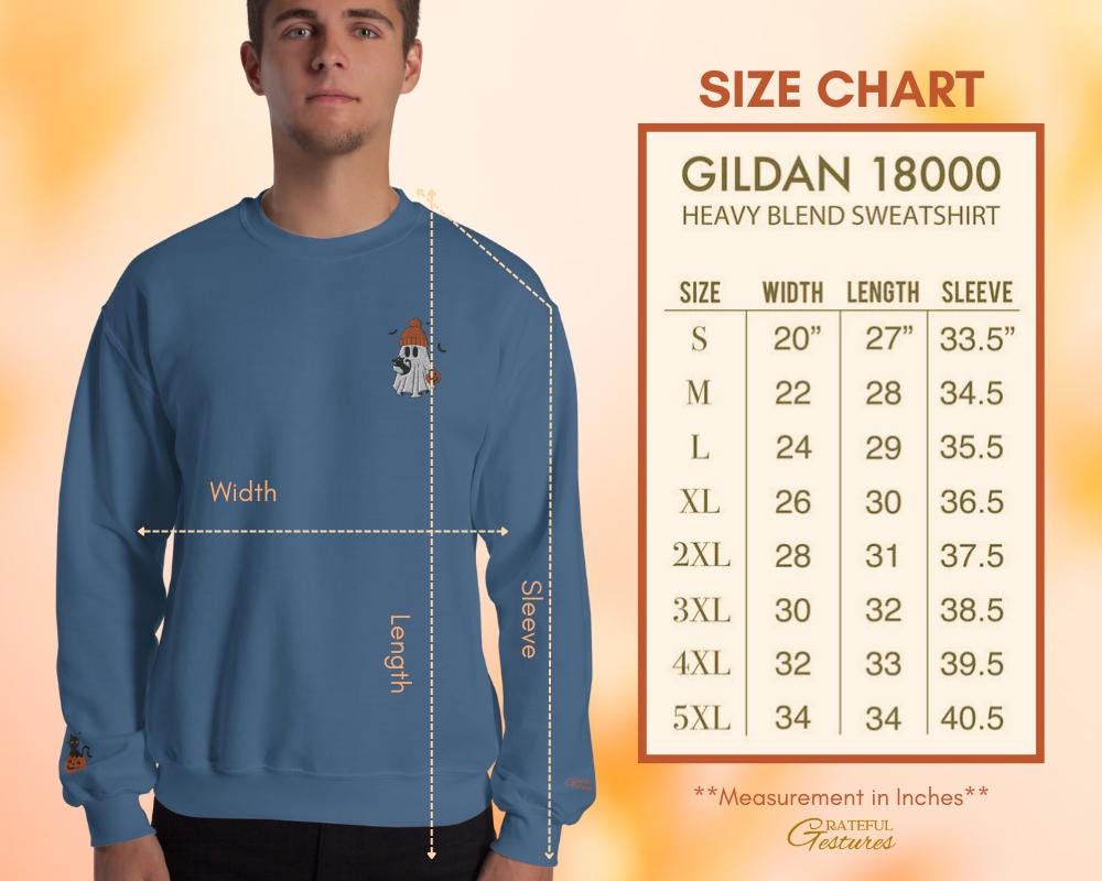 Halloween Sweatshirt Ghost with Cat and Pumpkin Graphic, Halloween Themed Ghost Sweater, Spooky Pumpkin Crewneck Pullover Gift for Halloween