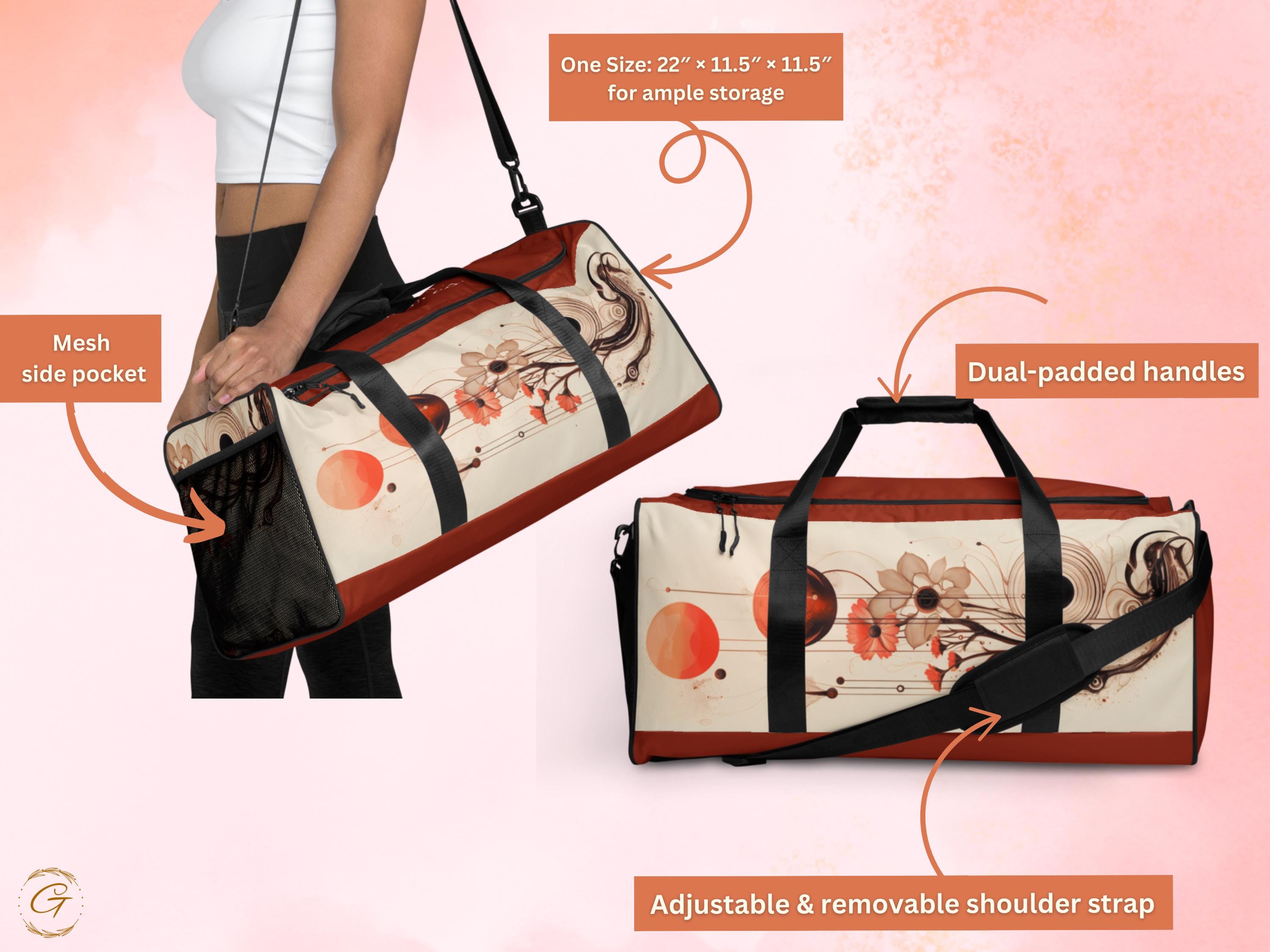 Floral Abstract Gym Duffel Bag -Unique Sports Bag with Modern Artistic Design