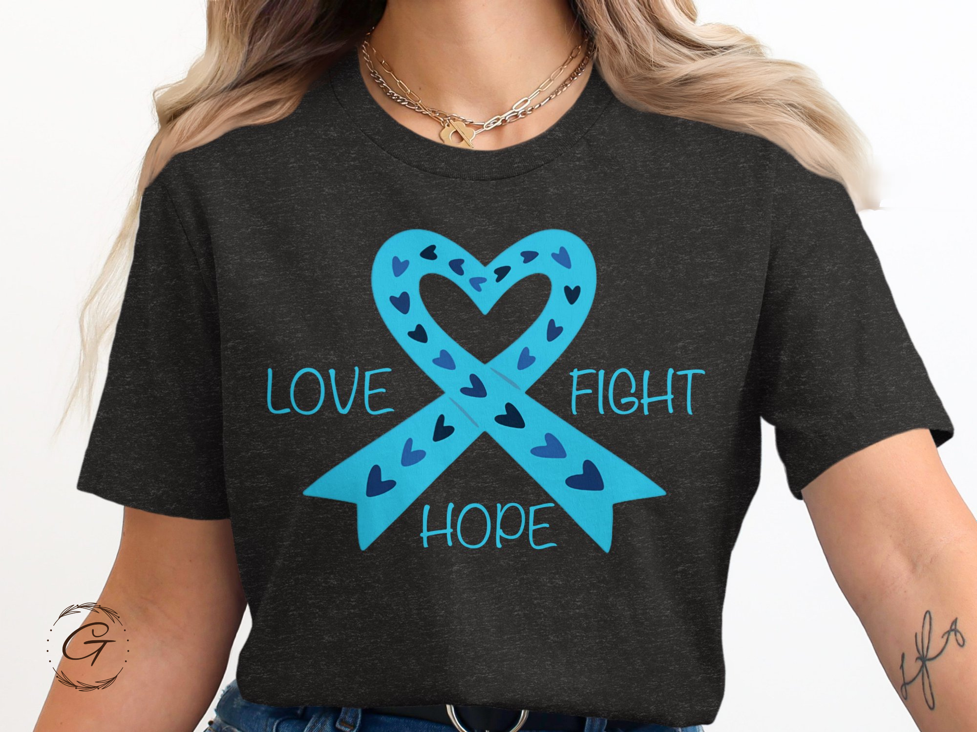 Love Fight Hope Heart Ribbon Graphic Tee product type