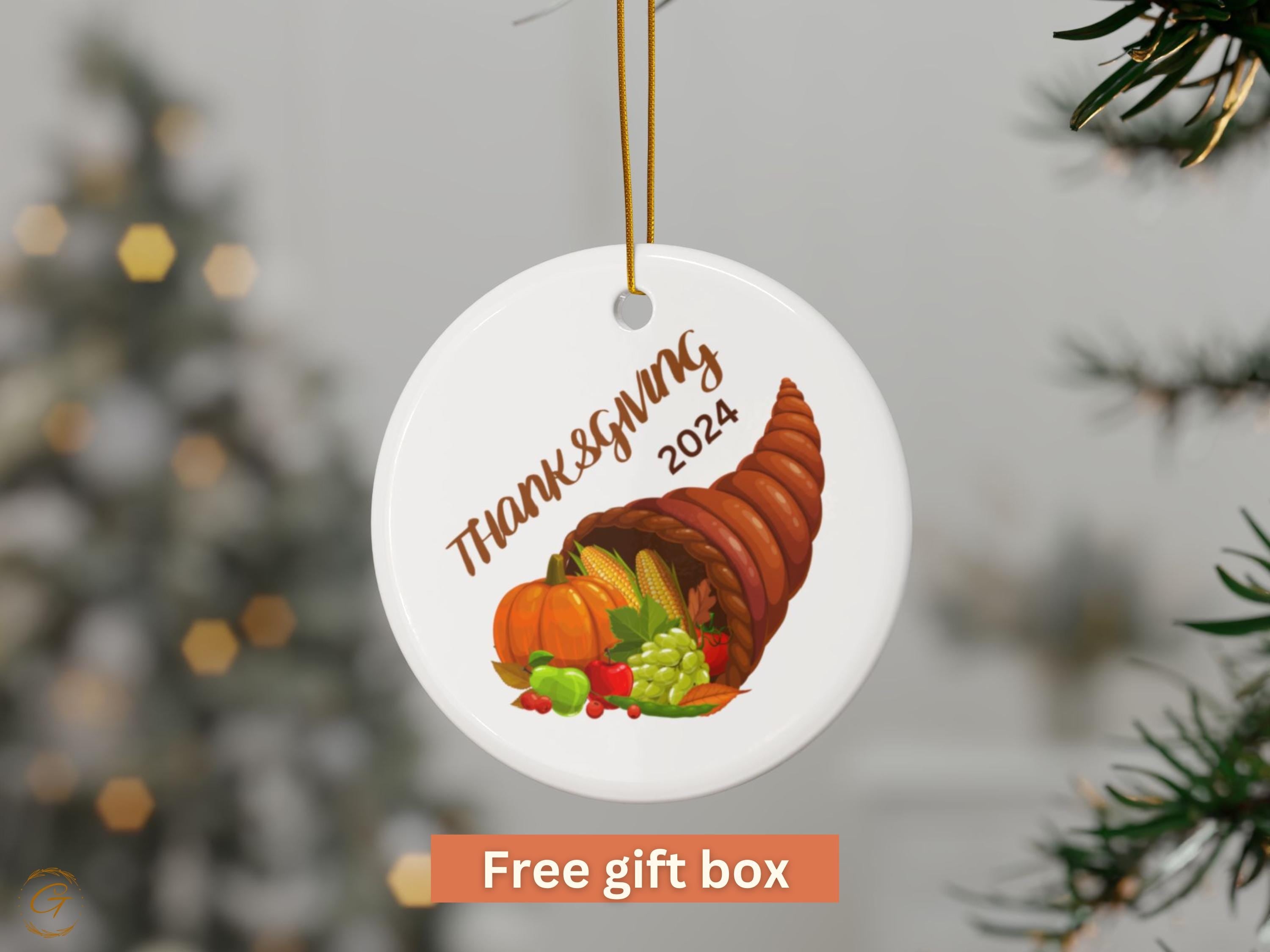 Thanksgiving 2024 Cornucopia Ornament, Fall Harvest Ornaments, Thanksgiving Christmas Tree Decor, Autumn Seasonal Keepsake Gift, Ideal Gifts