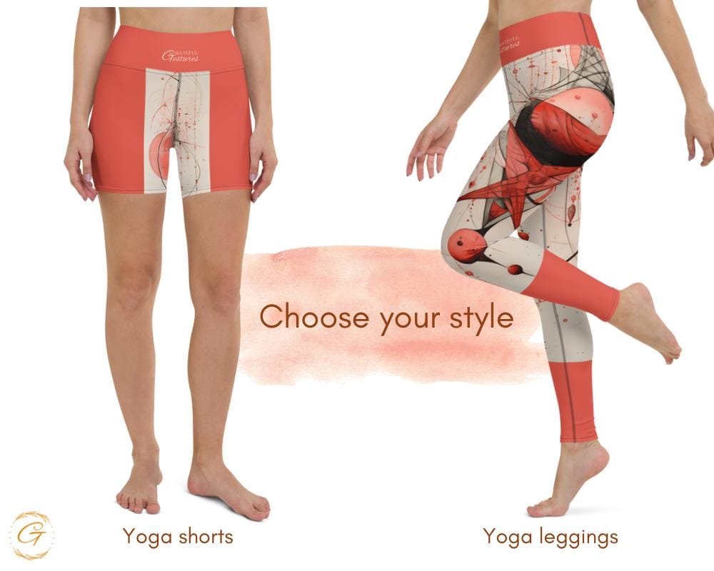 Ruby Alchemy AOP Yoga Leggings and Shorts Stylish Bold Activewear for Women HighStretch Comfortable Perfect for Yoga Fitness and Casual Wear