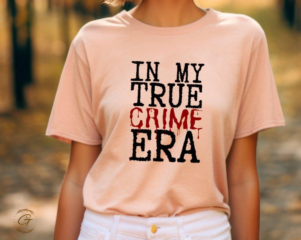 Graphic 'True Crime Era' T-Shirt, Trendy Graphic Tee