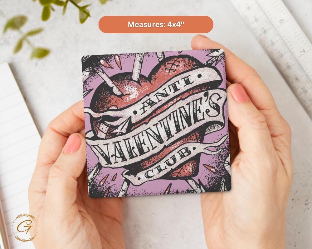 Anti Valentines Club Torned Heart Square Soapstone