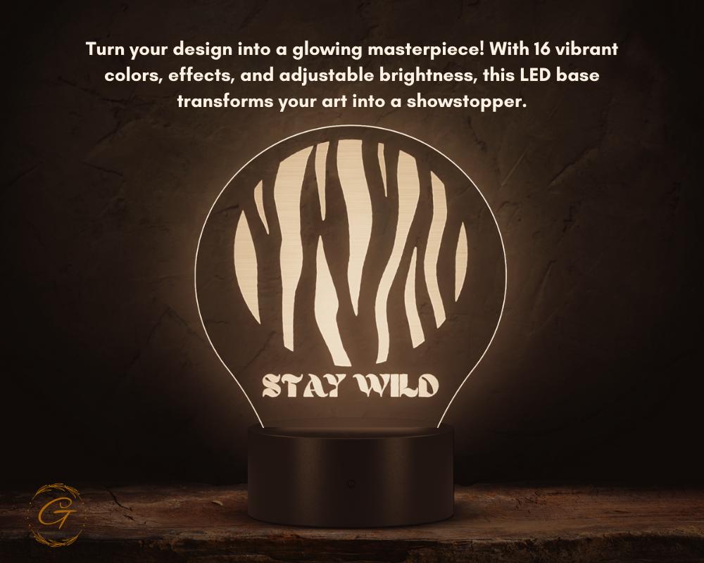 Stay Wild Design Circle Acrylic LED Sign, Custom Wall Light