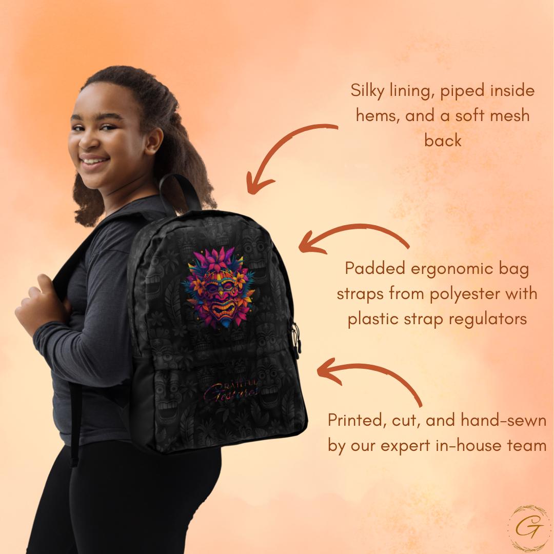 Unique Tiki Mask Backpack - Stylish and Durable Travel Bag
