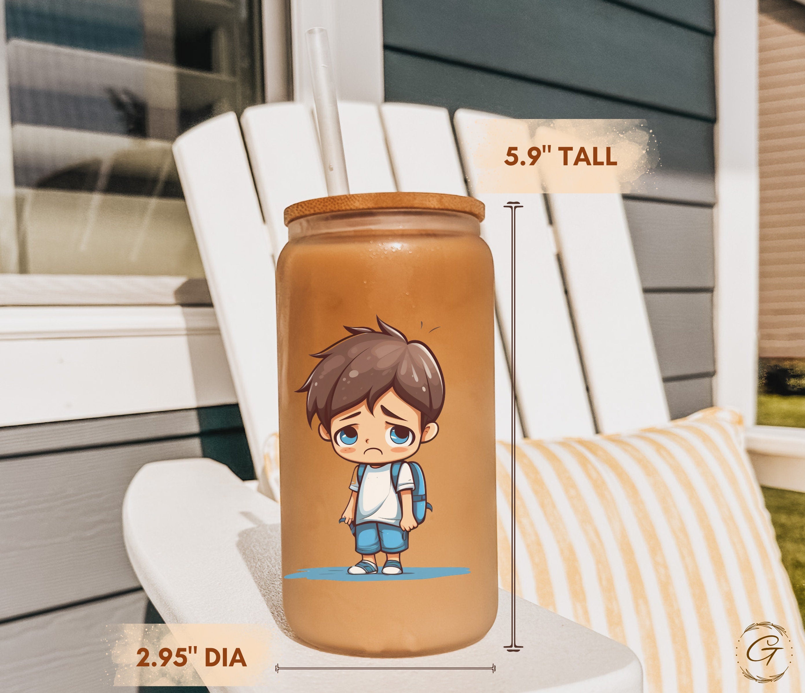 Cute Sad Boy 'Where Did Summer Go?' Frosted Glass Cup