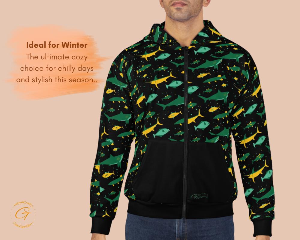 Fishing Design Unisex Zip Hoodie All-Over Print