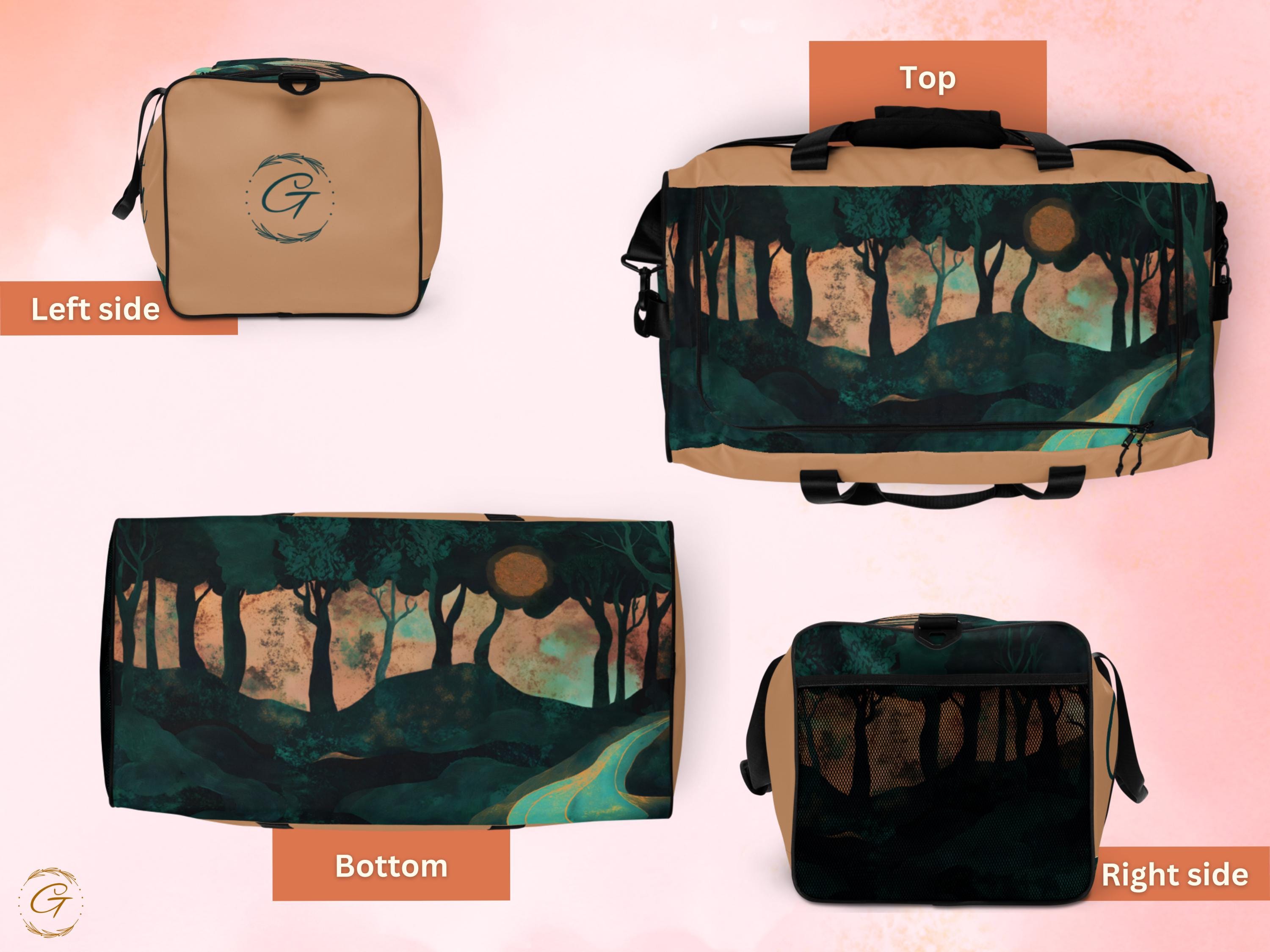 Custom AOP Forest Duffle Bag Sunset Woodland Design