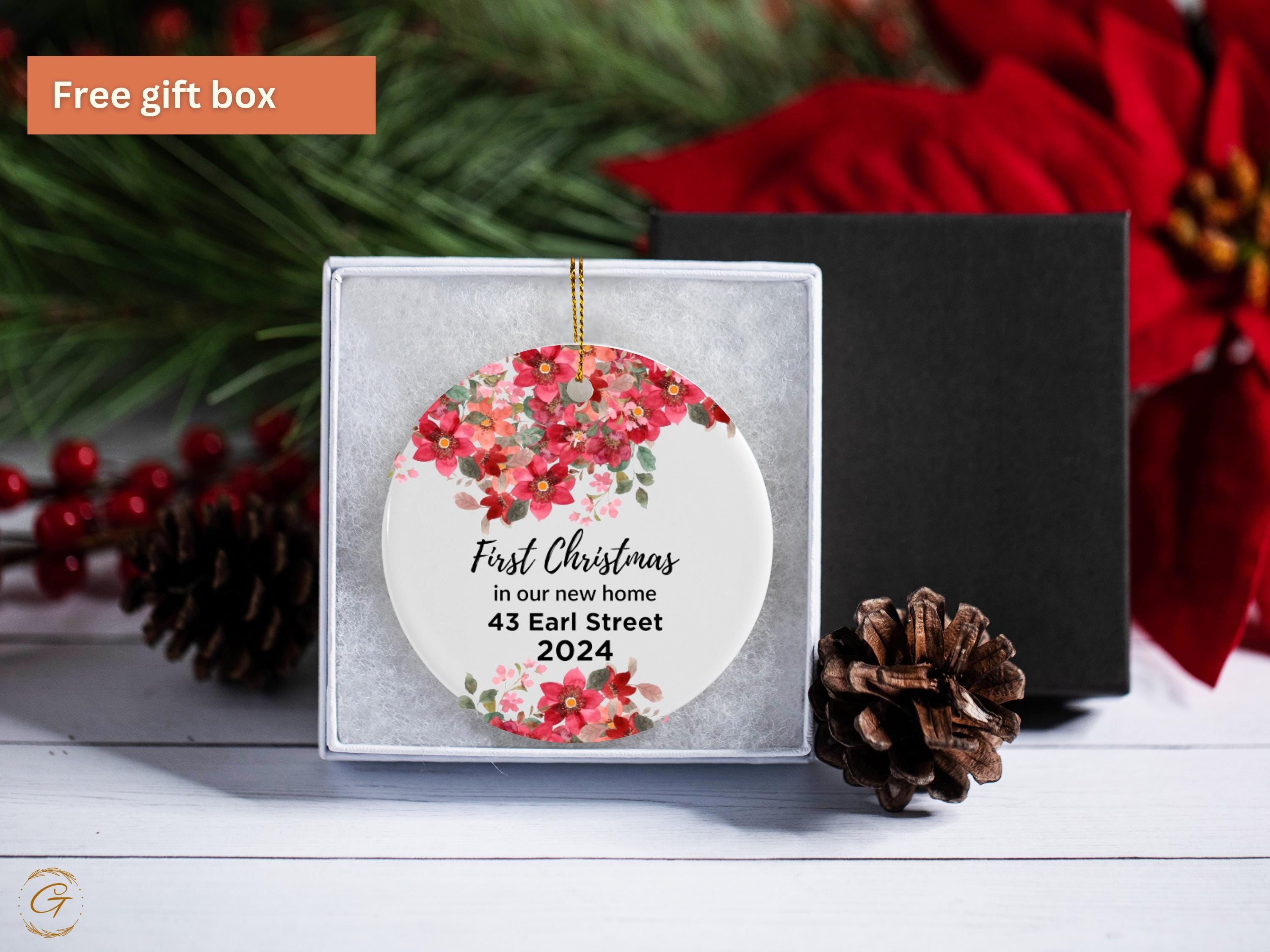 Personalized Christmas Ornament, Our First Christmas Holiday Keepsake, Floral Design Keepsake, 2024 New Home Decoration, Custom Holiday Gift