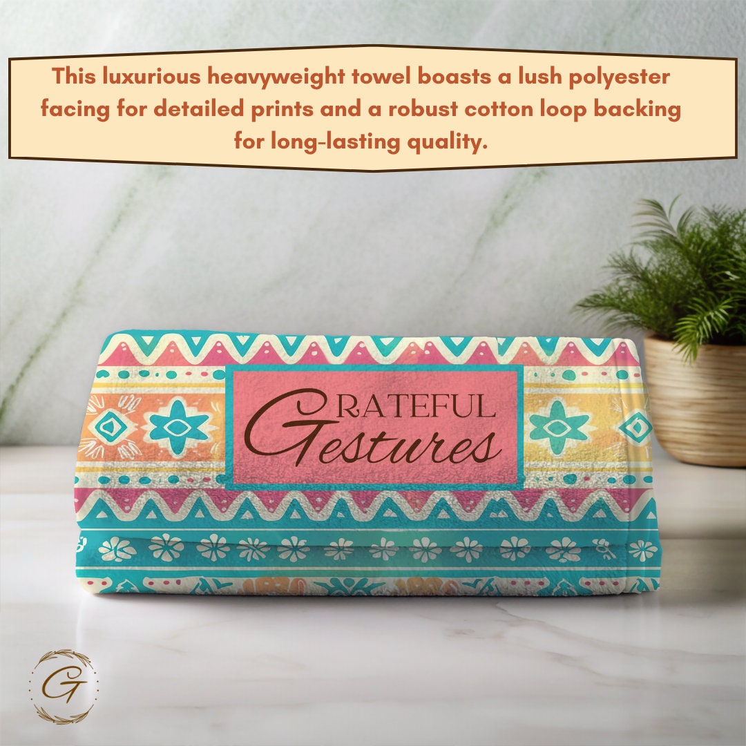 Grateful Gestures Bohemian Mint Beach Towel, Luxurious and Versatile Colorful Design for Beach, Summer Stylish and Soft, Perfect Summer Gift