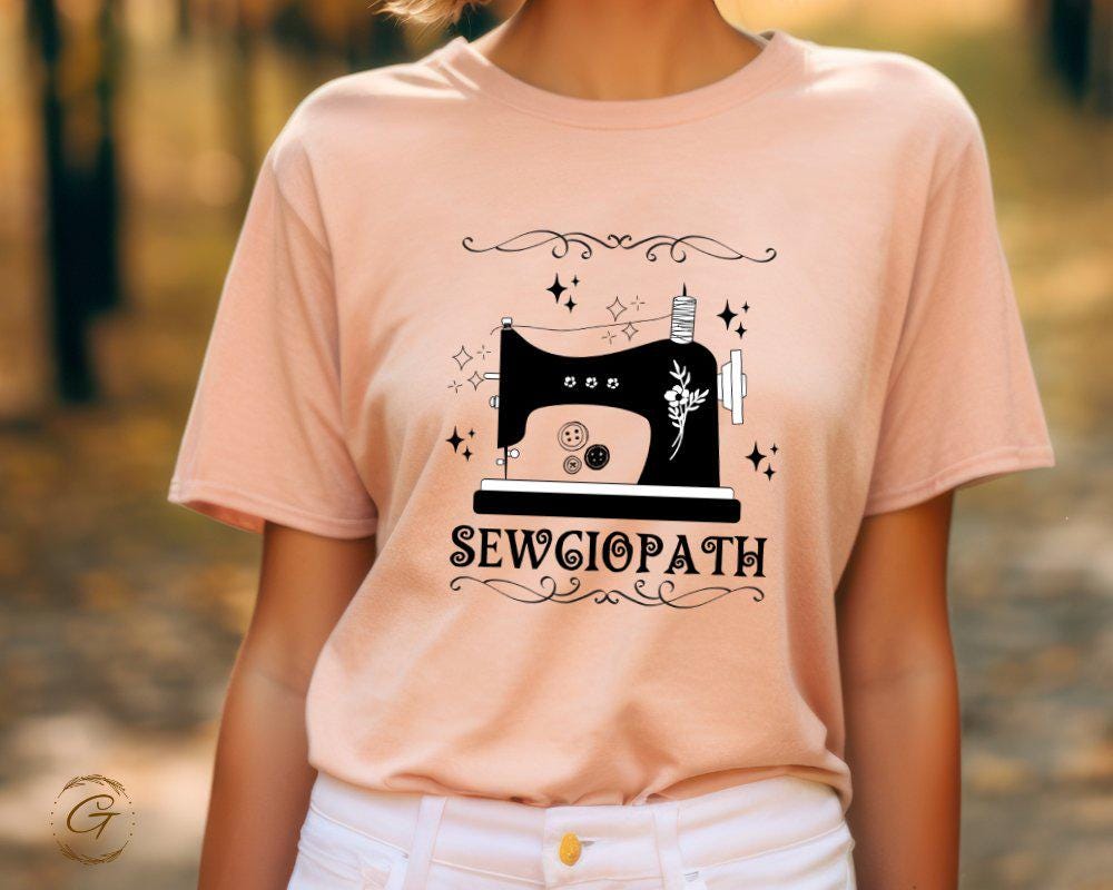 Hobby Shirt, Sewing Machine Graphic Tee, Sewciopath T-Shirt