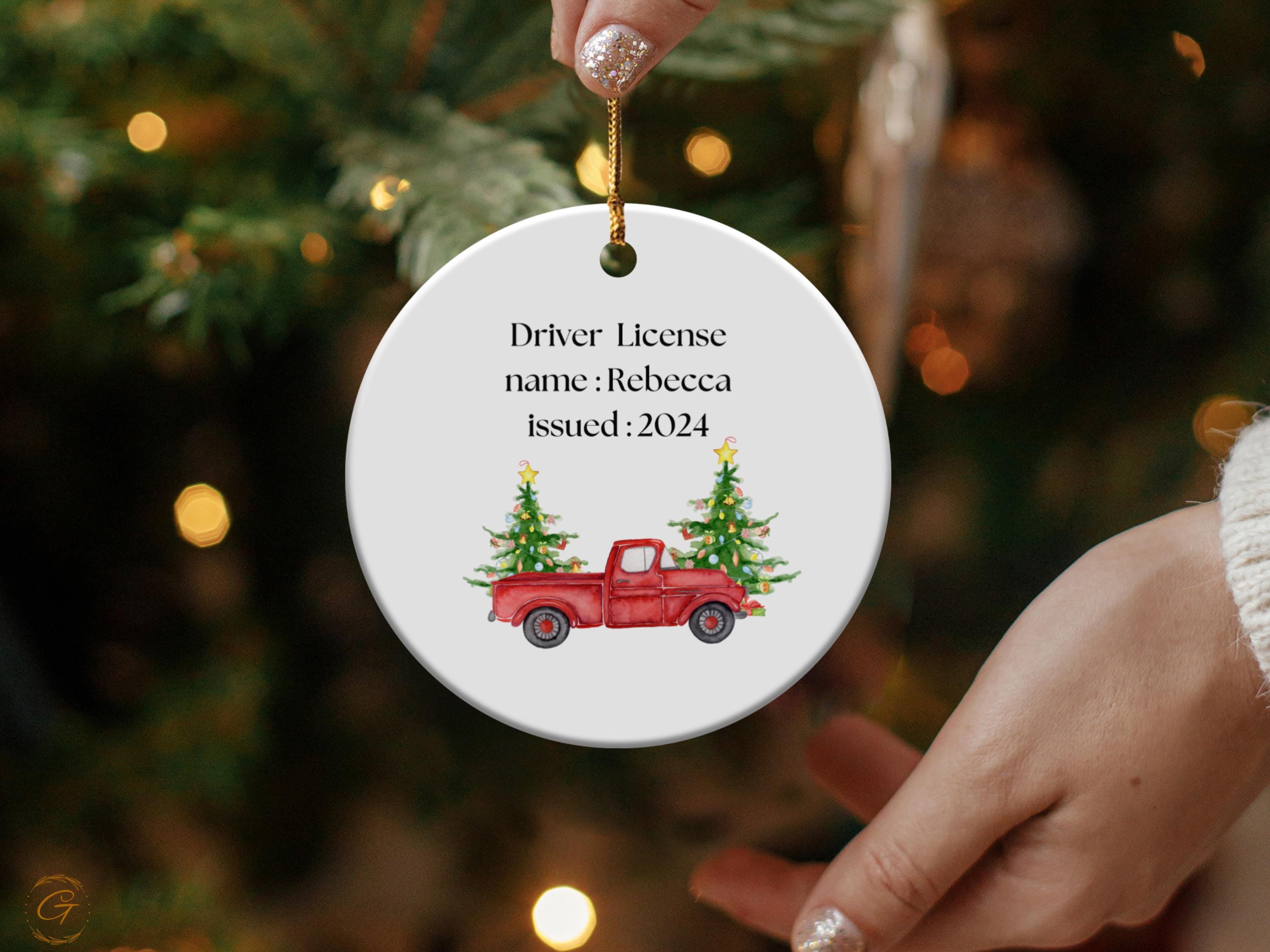 Personalized Christmas Drivers License Ornament, New Driver Gift Holiday Keepsake, Custom Name and Year Décor Christmas Gift for New Drivers