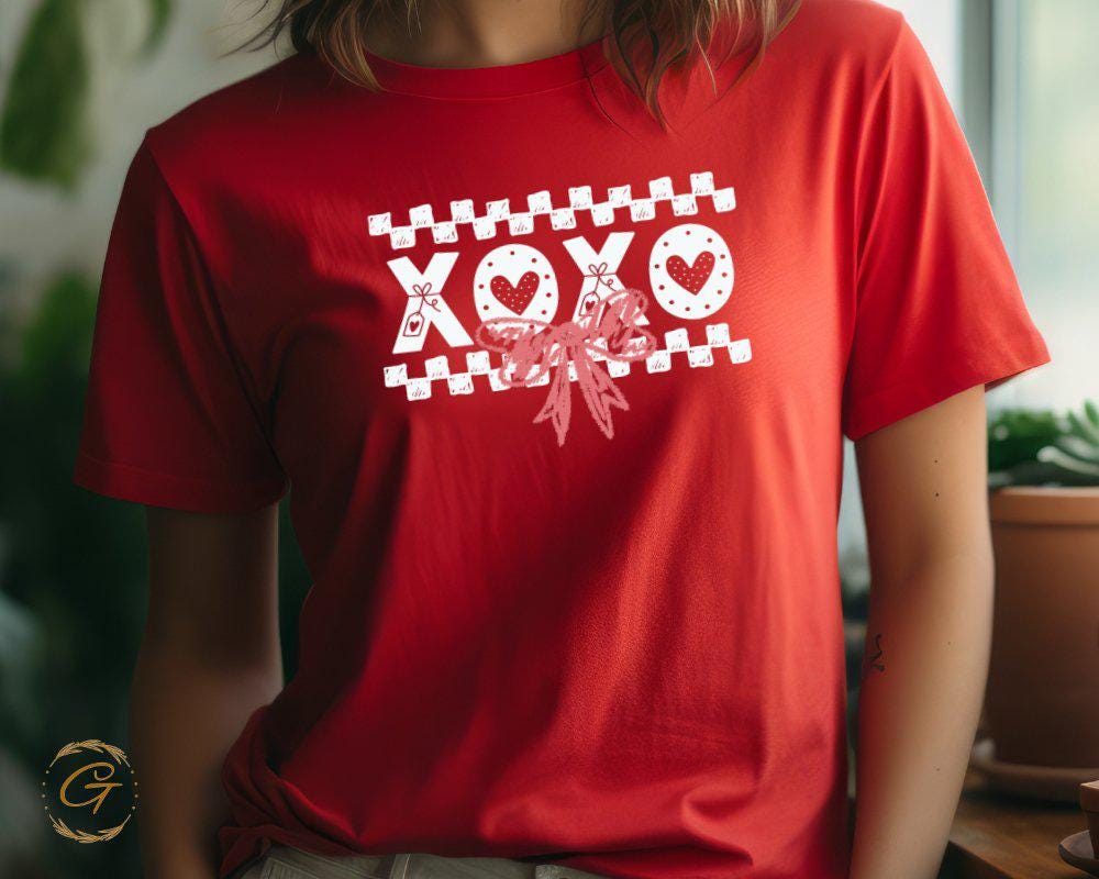 Valentines T-Shirt, Cute XOXO Graphic Tee for Women