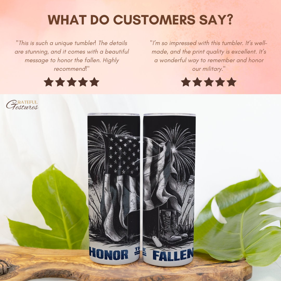 Memorial Day Tumbler 'Honor the Fallen' 20oz Skinny Cup