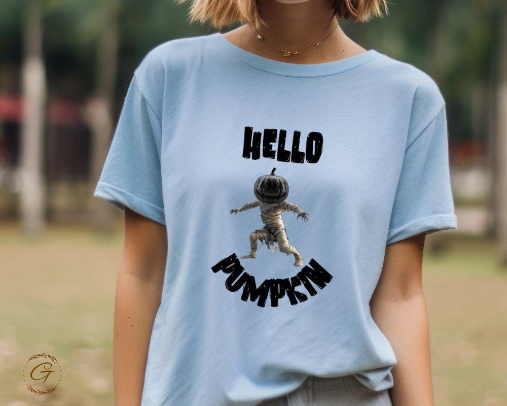 Halloween 'Hello Pumpkin' Head T-Shirt, Spooky Season Tee
