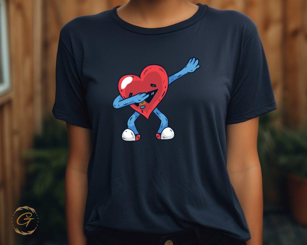 Valentine T-Shirt, Unique Heart Character Dabbing Tee